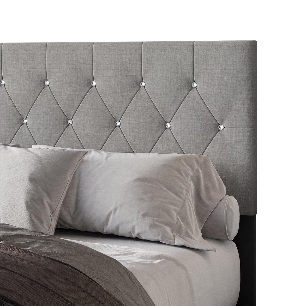 Dooma Gray Velvet Upholstered Tufted Platform King Bed - Image 2