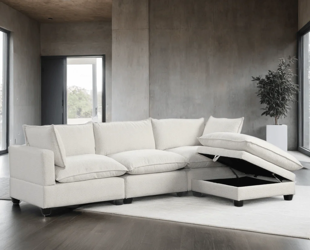 Cloud White Boucle Modular Sectional - Image 1