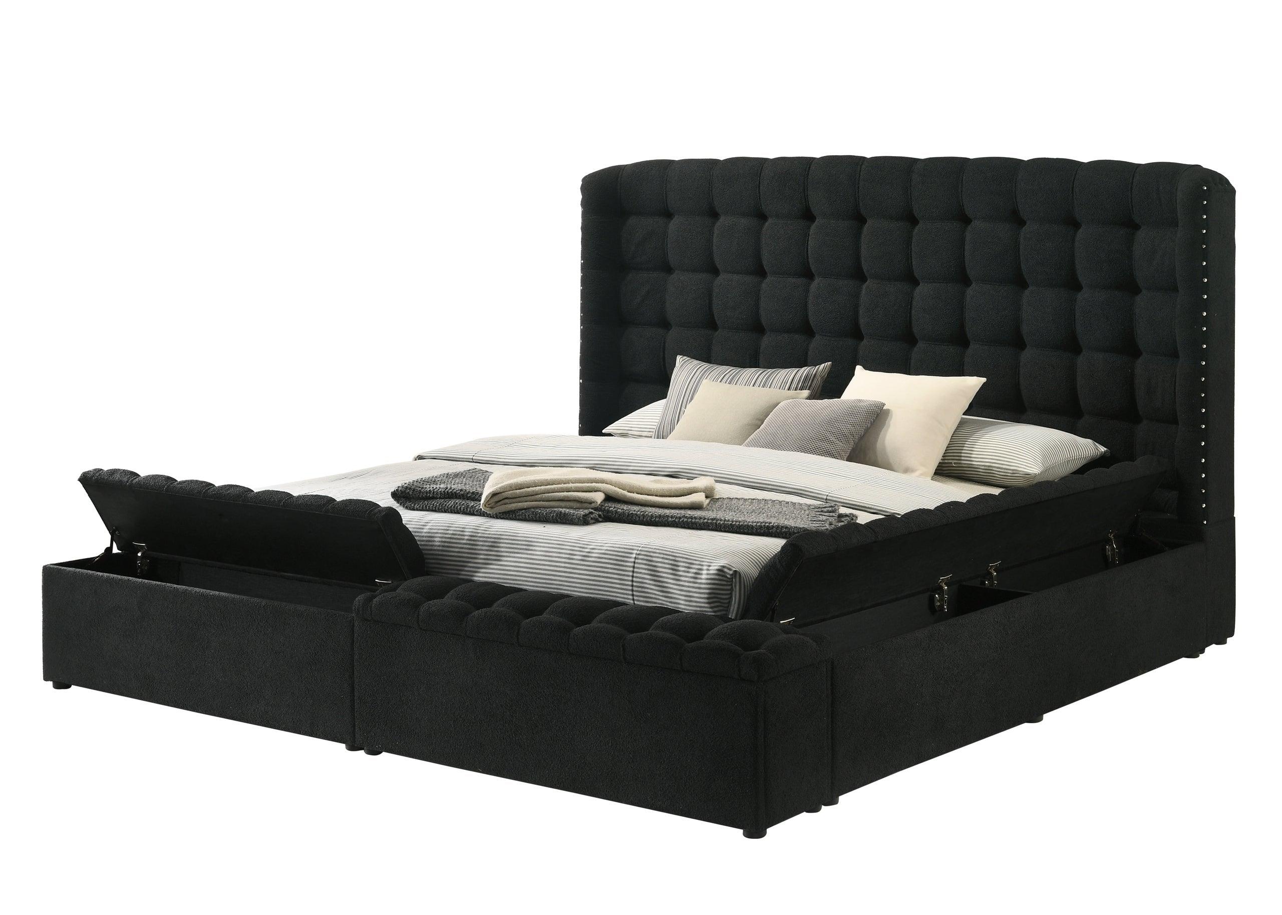 Madonna Black Storage Upholstered Queen Bed - Image 2