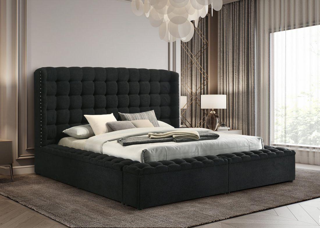 Madonna Black Storage Upholstered King Bed - Image 1