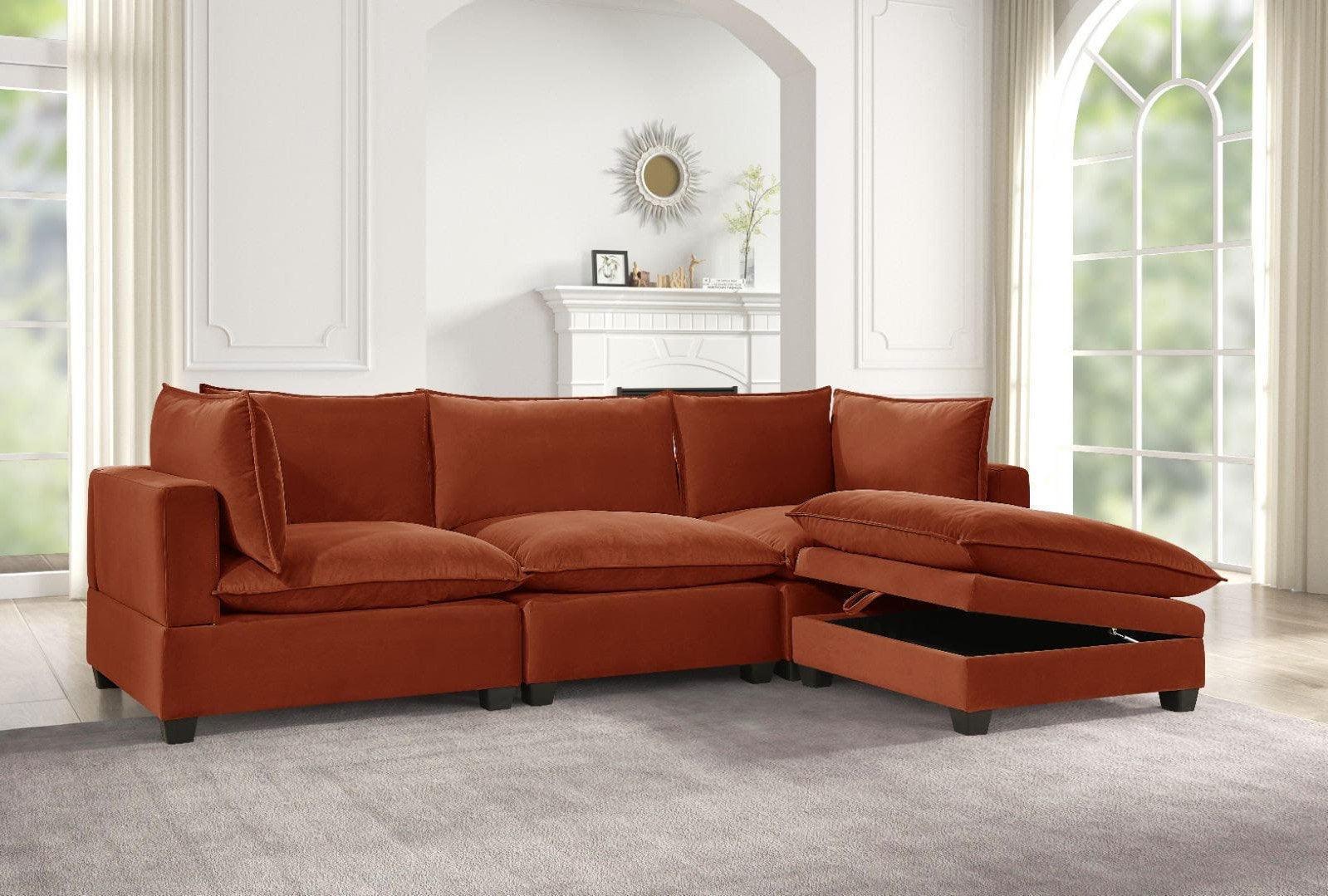 Cloud Rust Velvet Modular Sectional - Image 1