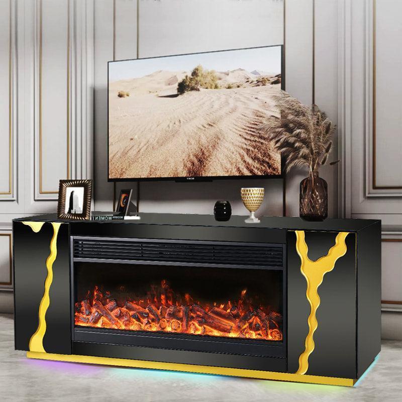 A804 TV Stand W FIREPLACE BLACK