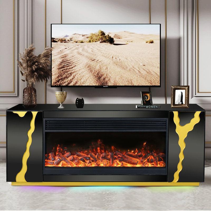 A804 TV Stand W FIREPLACE BLACK - Image 2