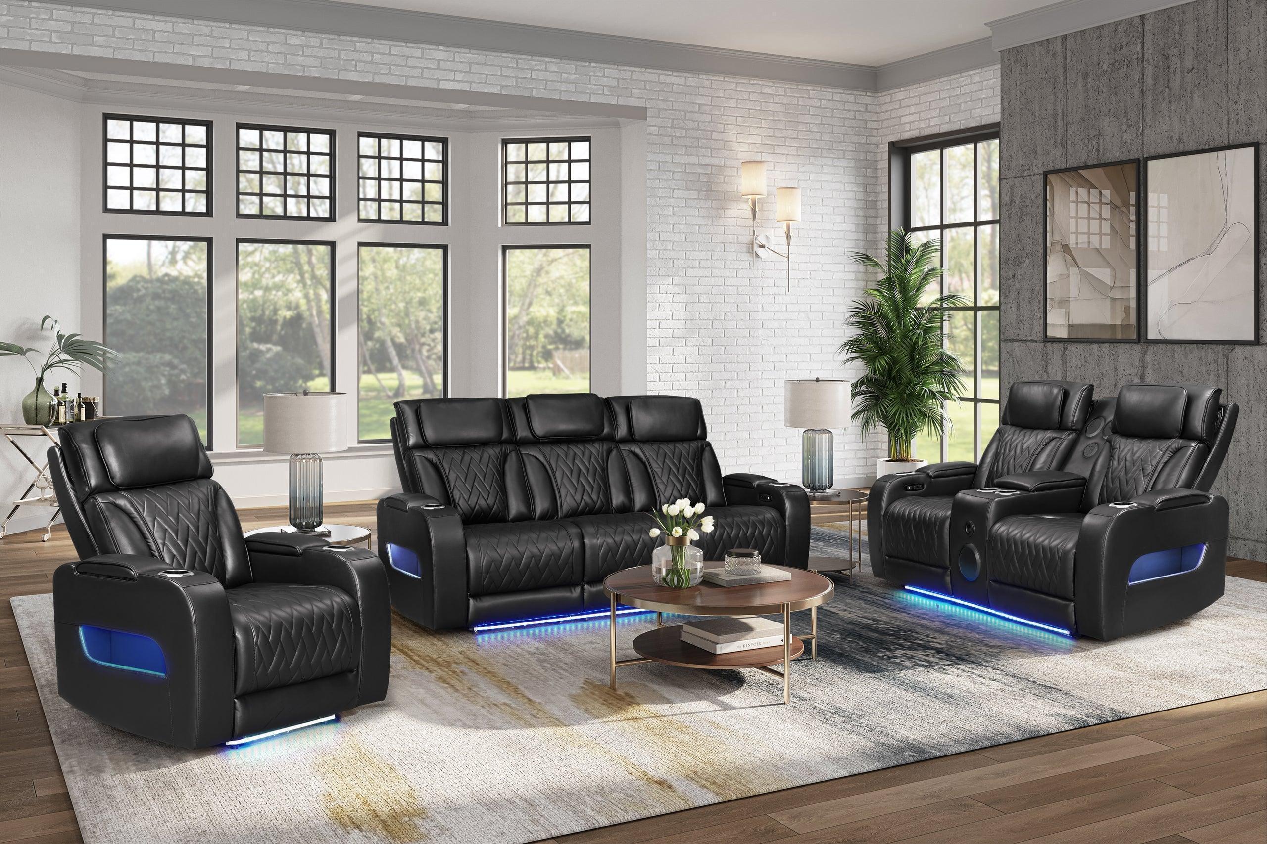 Dubai Black 3-Piece Power Reclining Set - Image 2