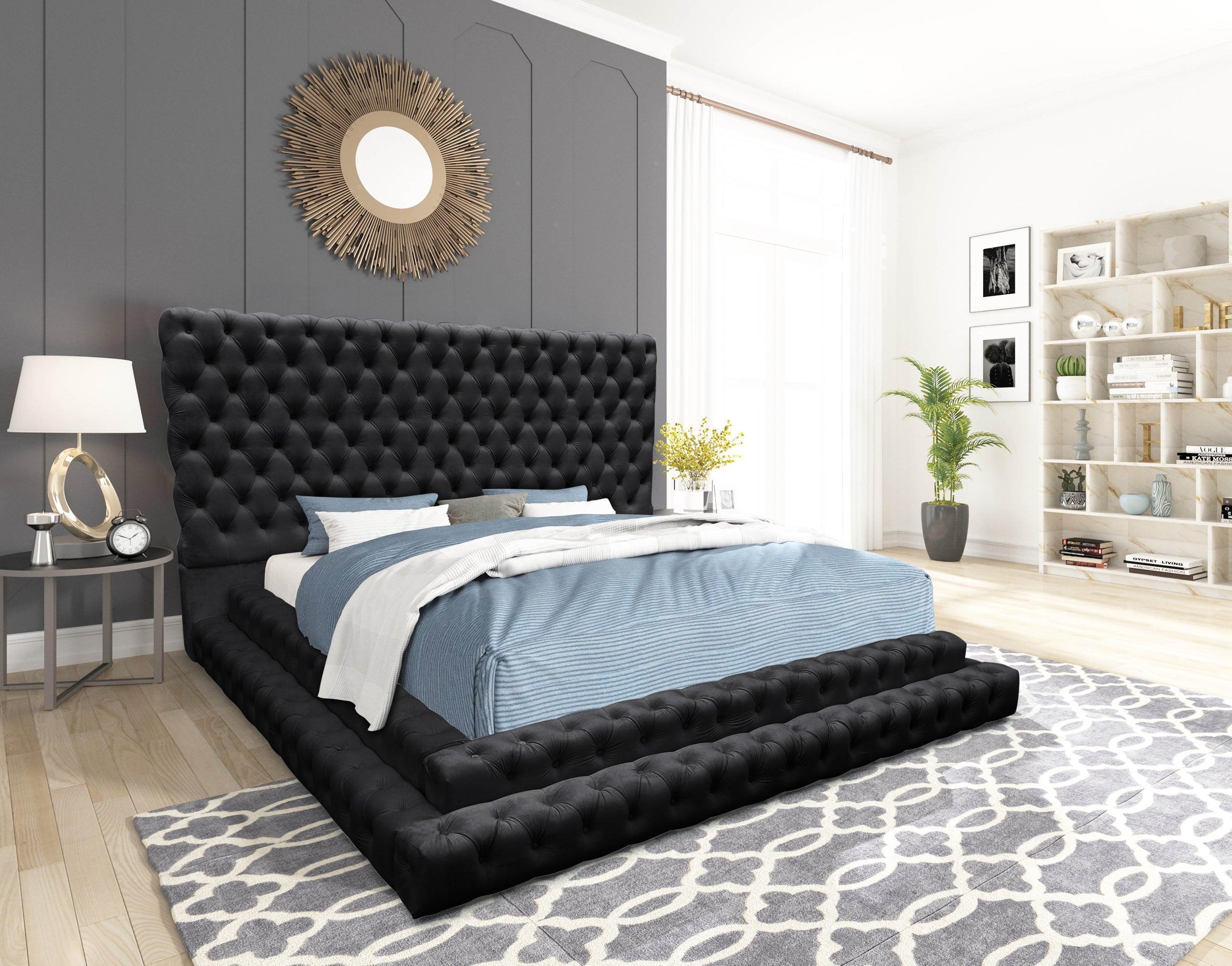 Kiki Black Upholstered Tufted Platform King Bed - Image 2