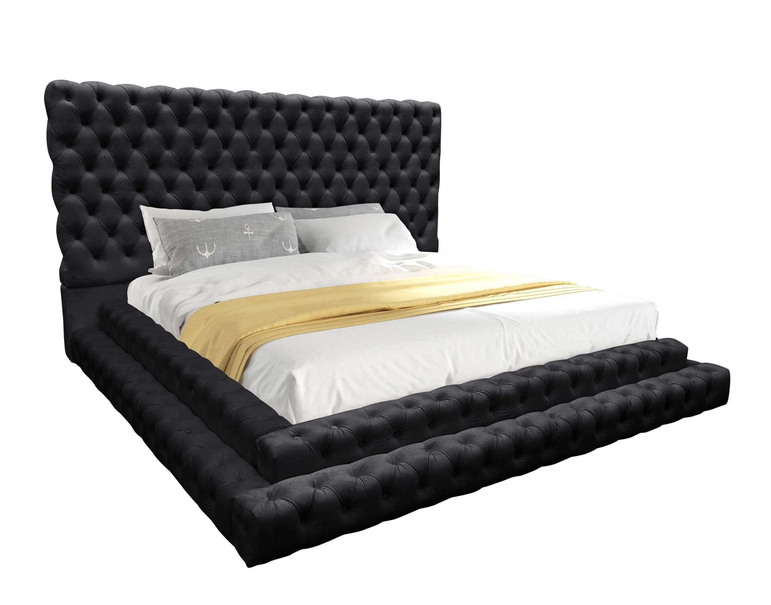 Kiki Black Upholstered Tufted Platform King Bed - Image 3