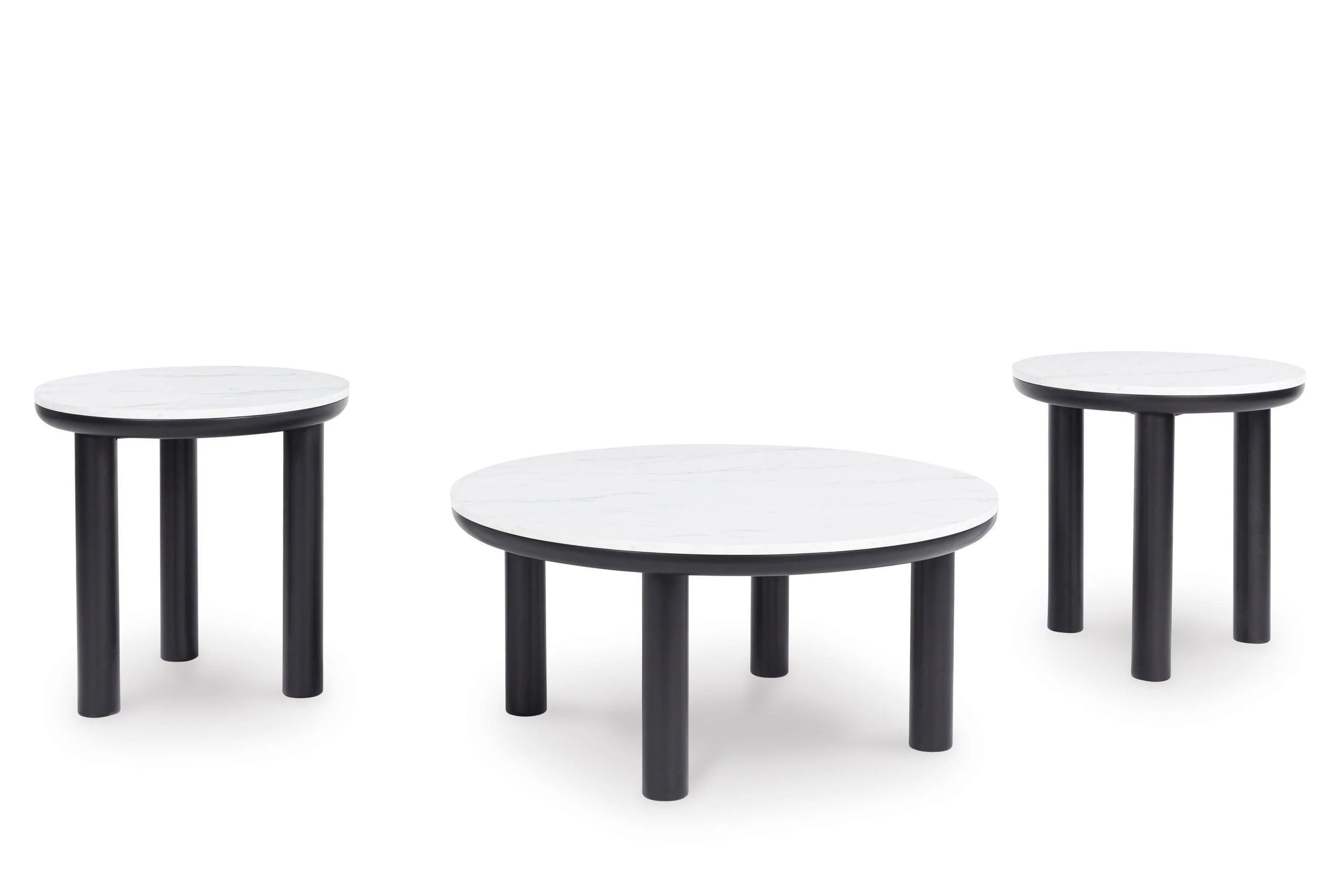 Kom Black White Occasional Table Set - Image 2