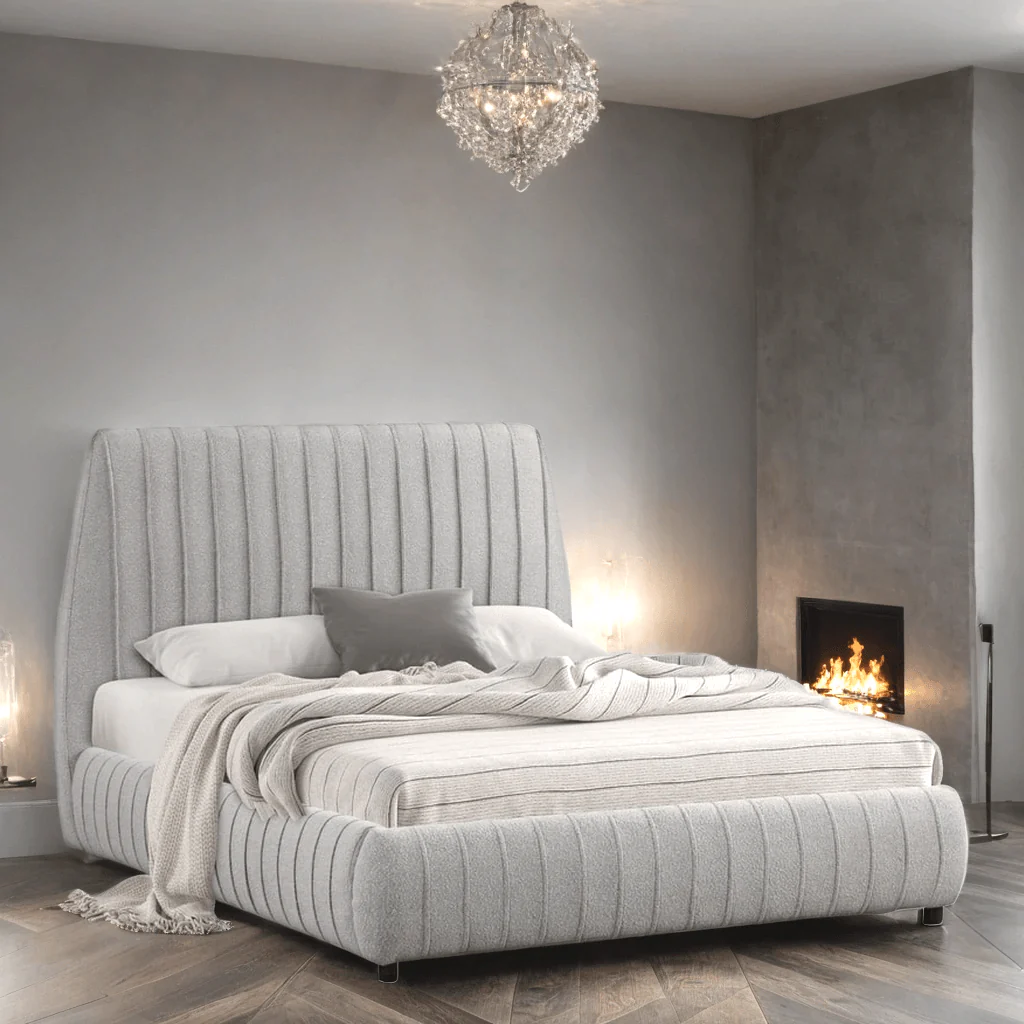Oasis Gray Upholstered Platform Queen Bed - Image 3