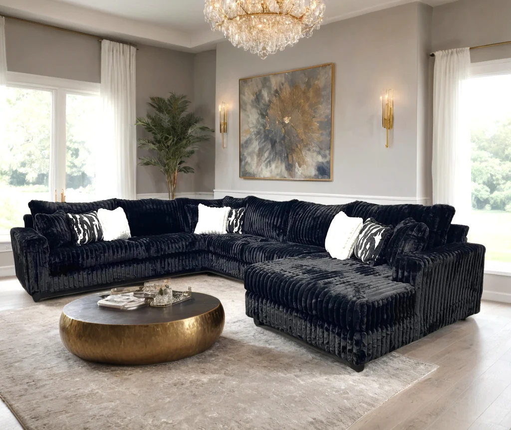 Marlo Black 4-Piece Oversized Sectional - Image 1