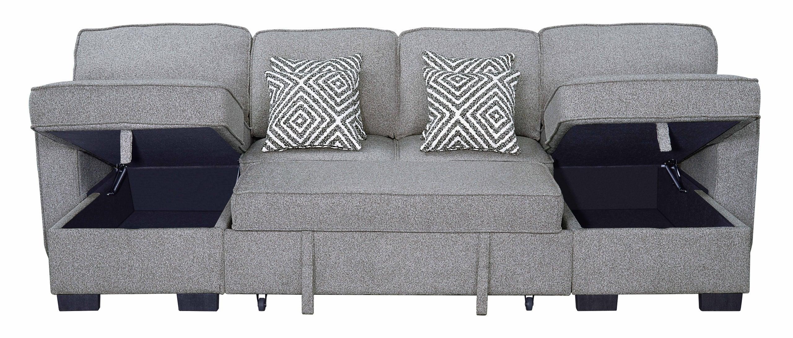 Sahara Gray Double Storage Chaise Sectional w Drop Down Cupholders - Image 3