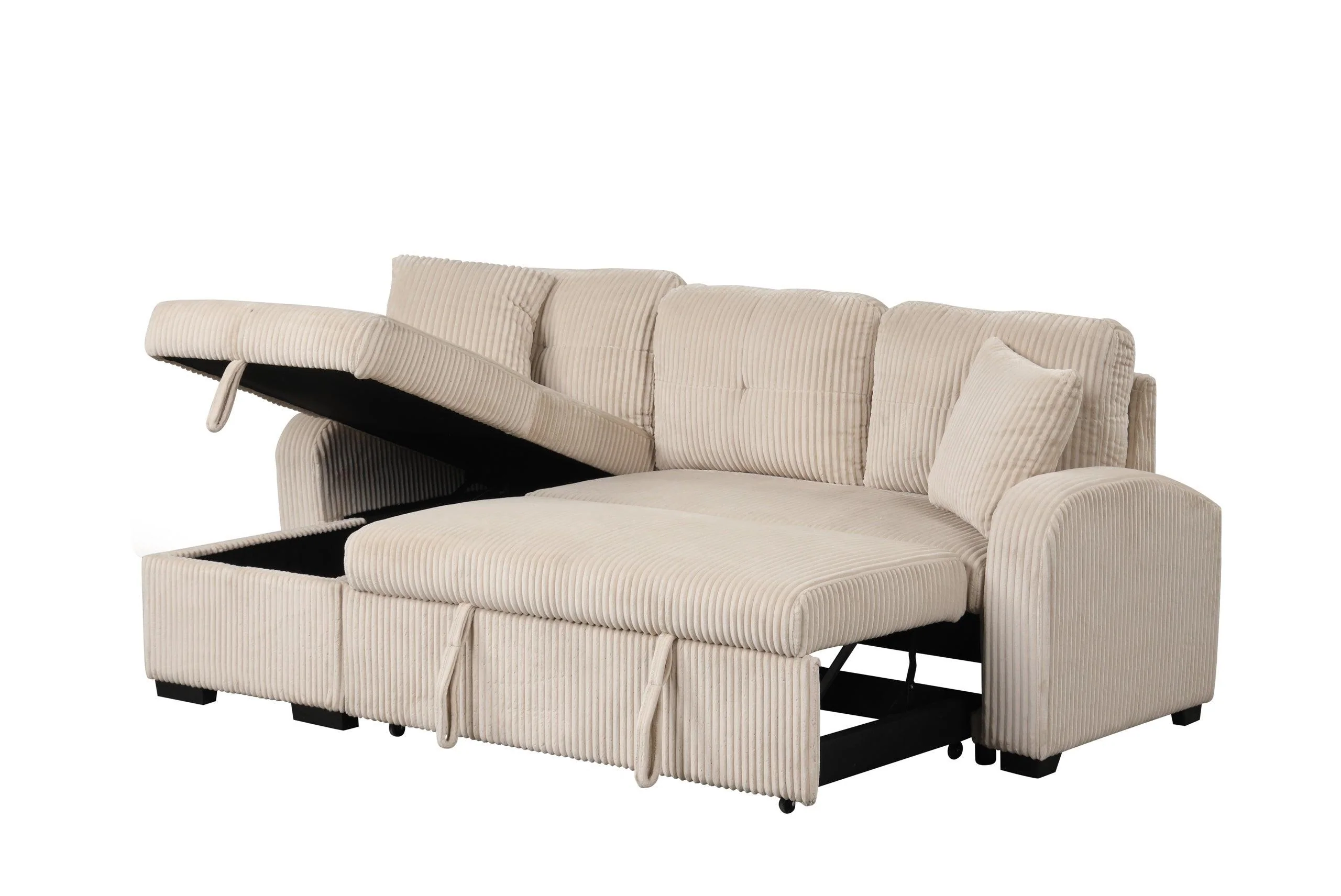 Silvia Beige Reversible Sectional w Pull-Out Bed - Image 2