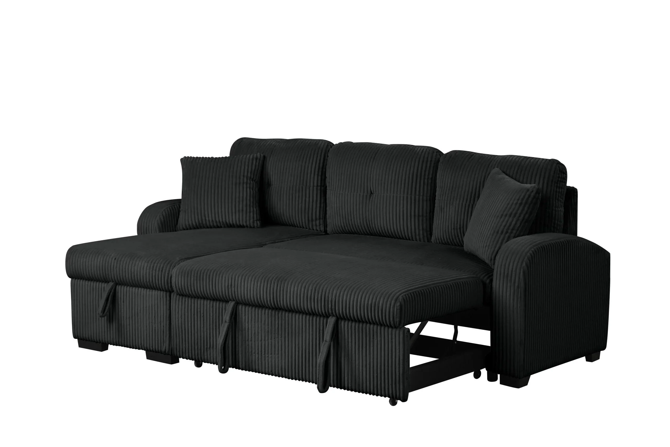 Silvia Black Reversible Sectional w Pull-Out Bed - Image 3