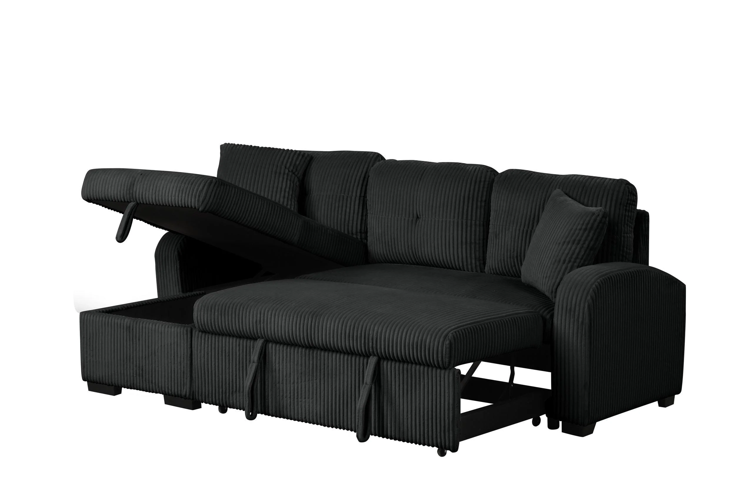 Silvia Black Reversible Sectional w Pull-Out Bed - Image 2