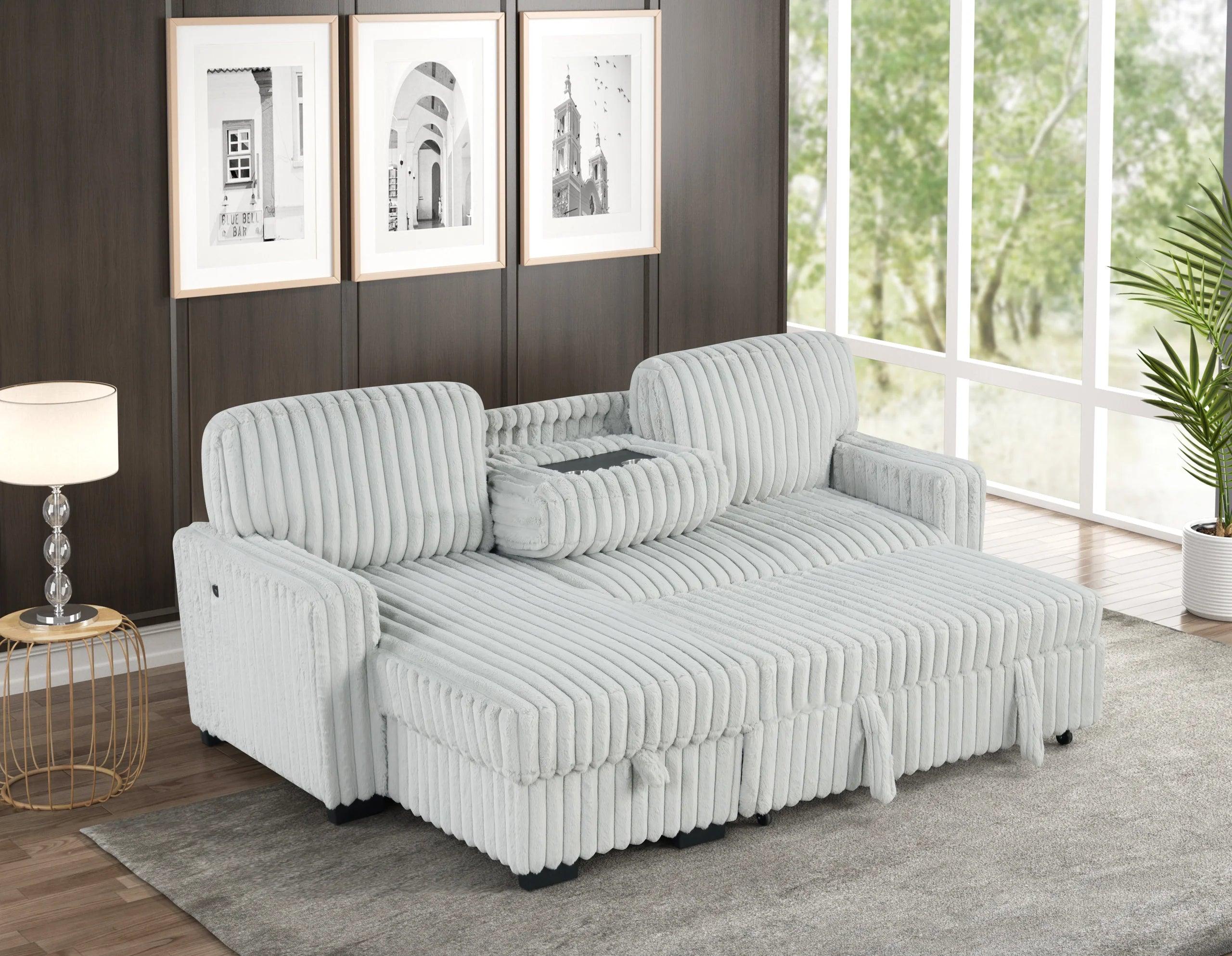 Poland Gray Reversible Sectional w Pull-Out Bed - Image 3