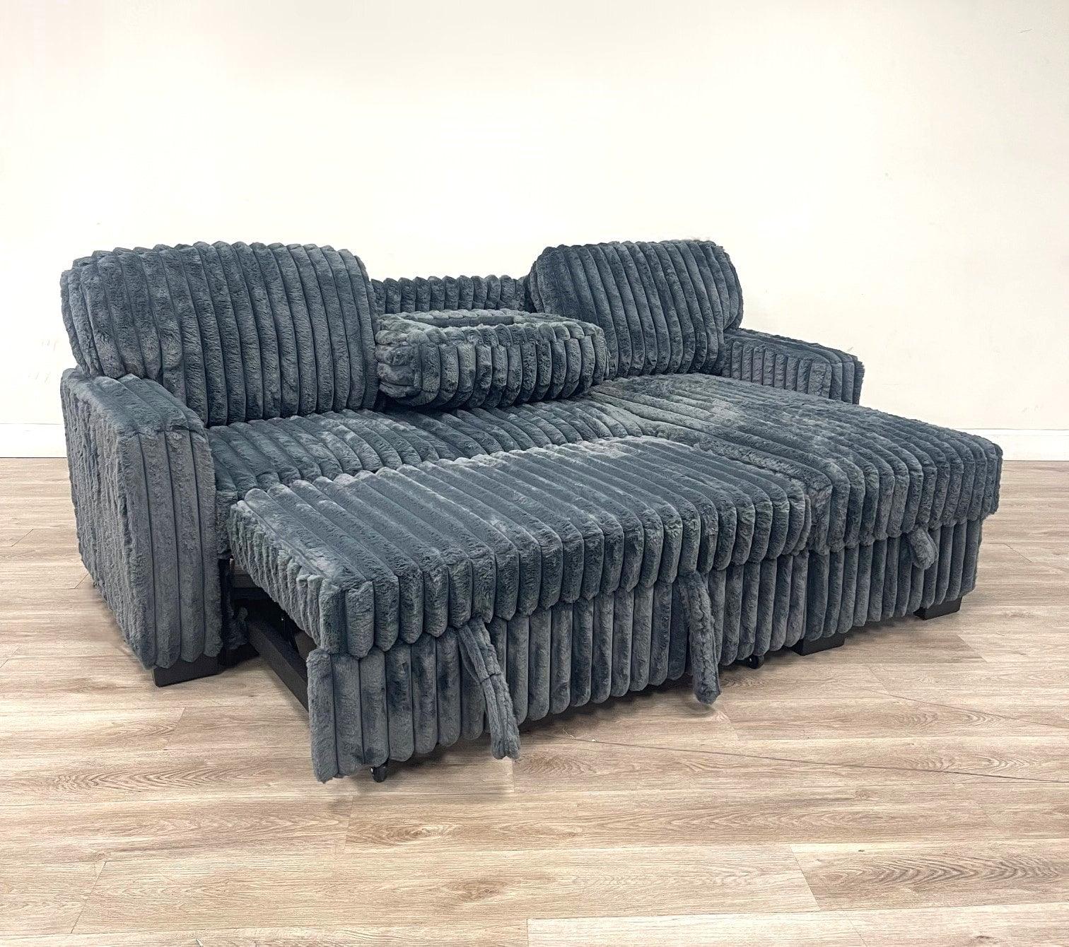 Poland Charcoal Reversible Sectional w Pull-Out Bed - Image 2