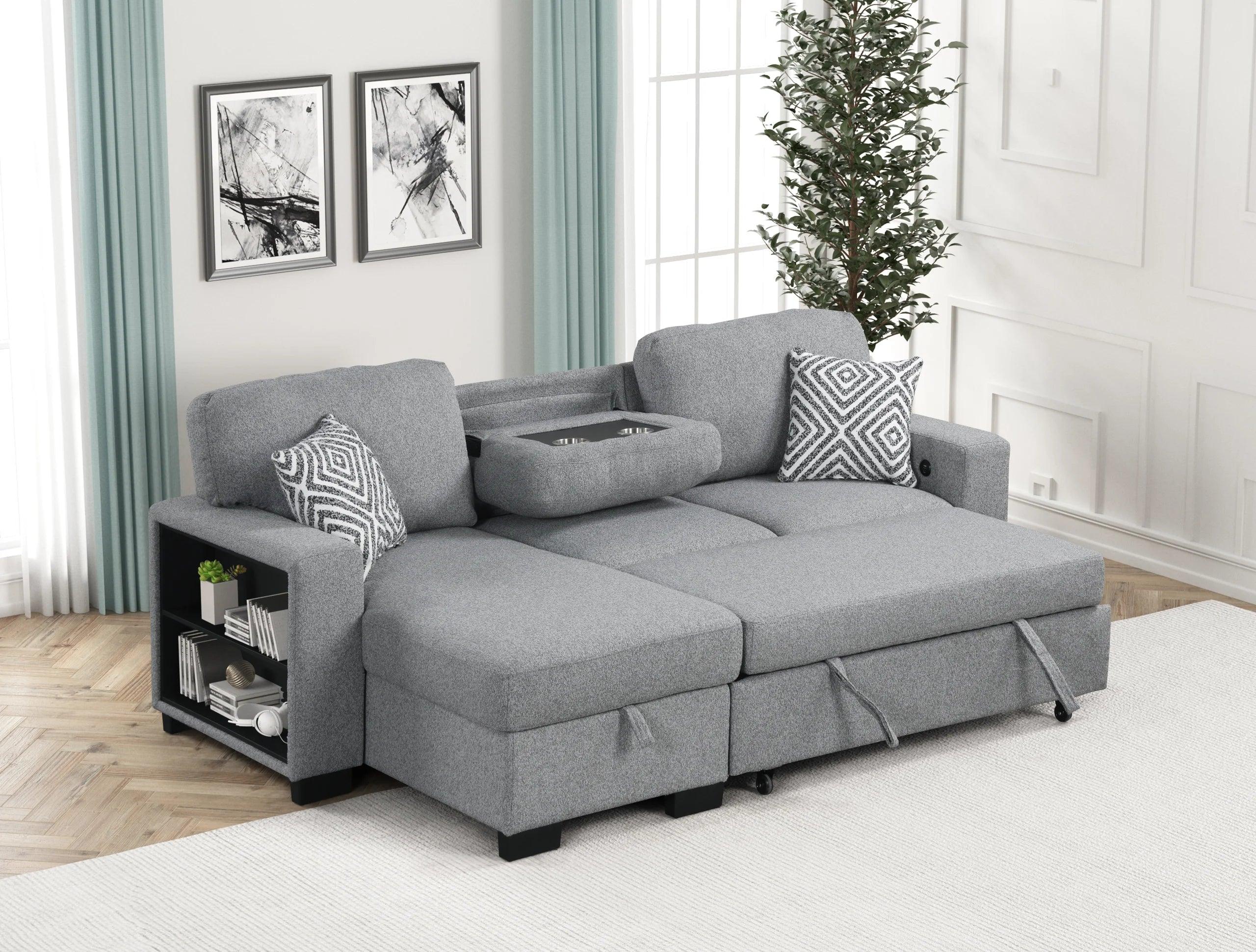 Pacific Gray Reversible Sectional w Pull-Out Bed - Image 2