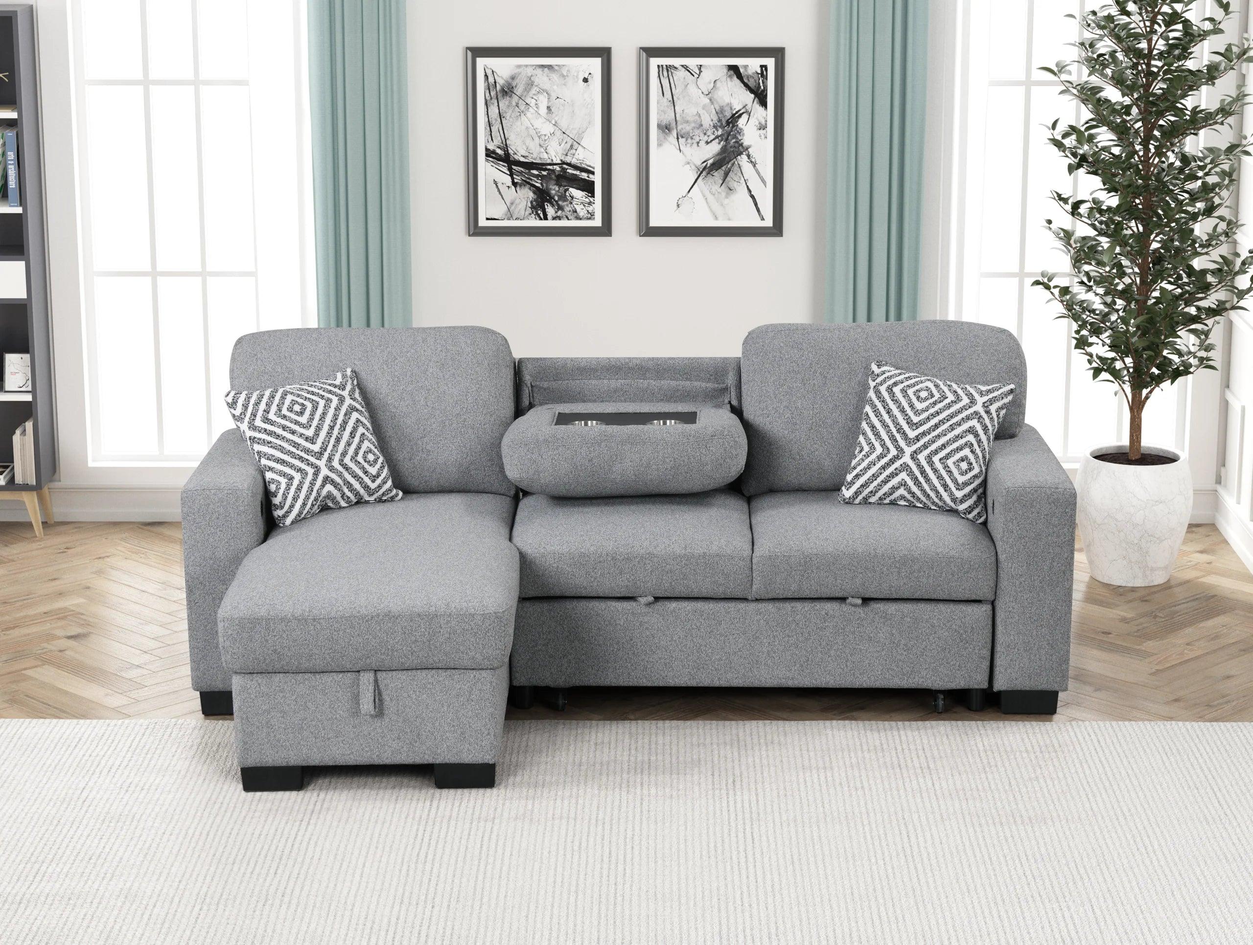Pacific Gray Reversible Sectional w Pull-Out Bed - Image 3