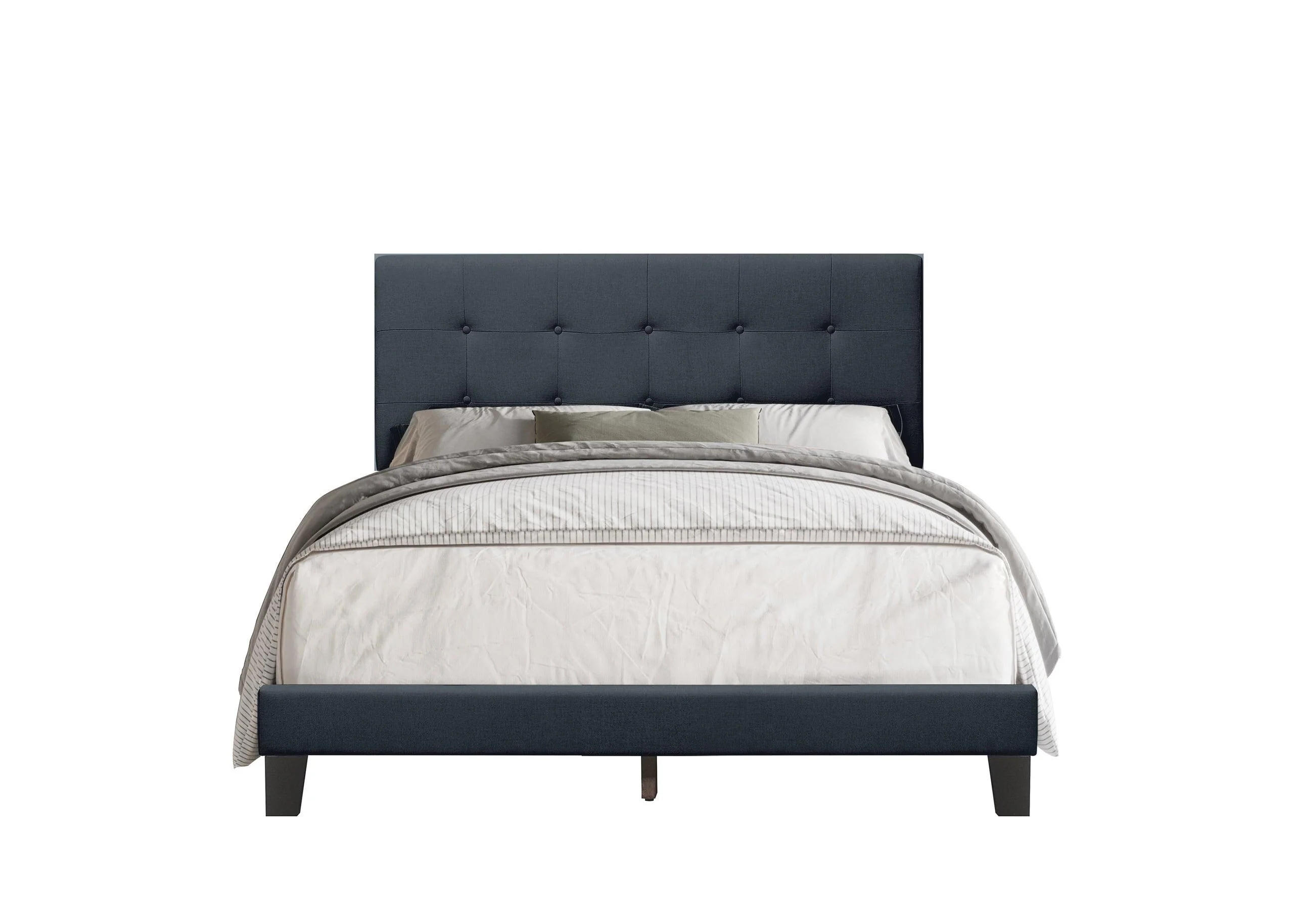 Nini Charcoal Upholstered Platform King Bed - Image 3