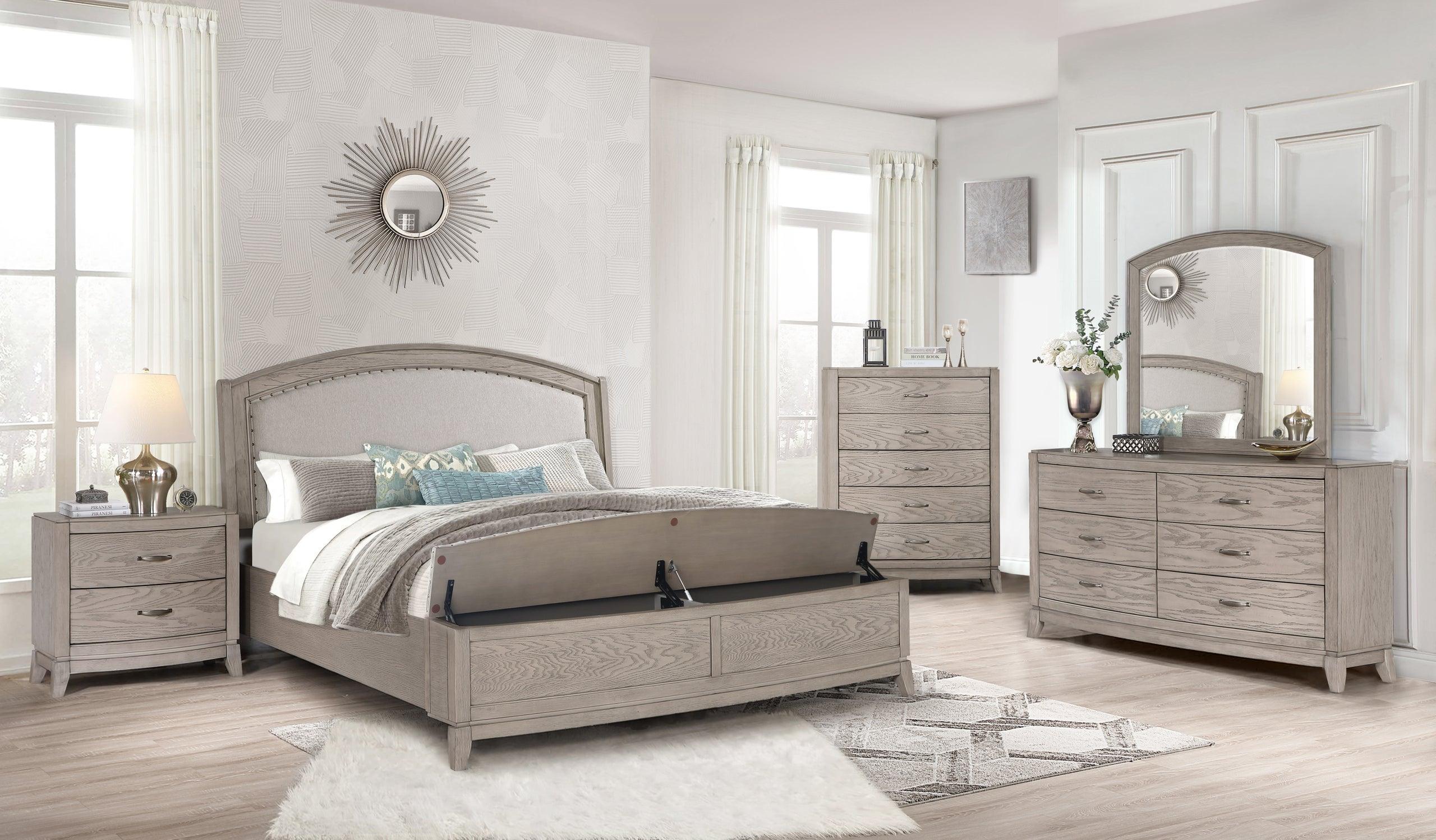 Lima Light Gray Upholstered Bedroom Set - Image 2
