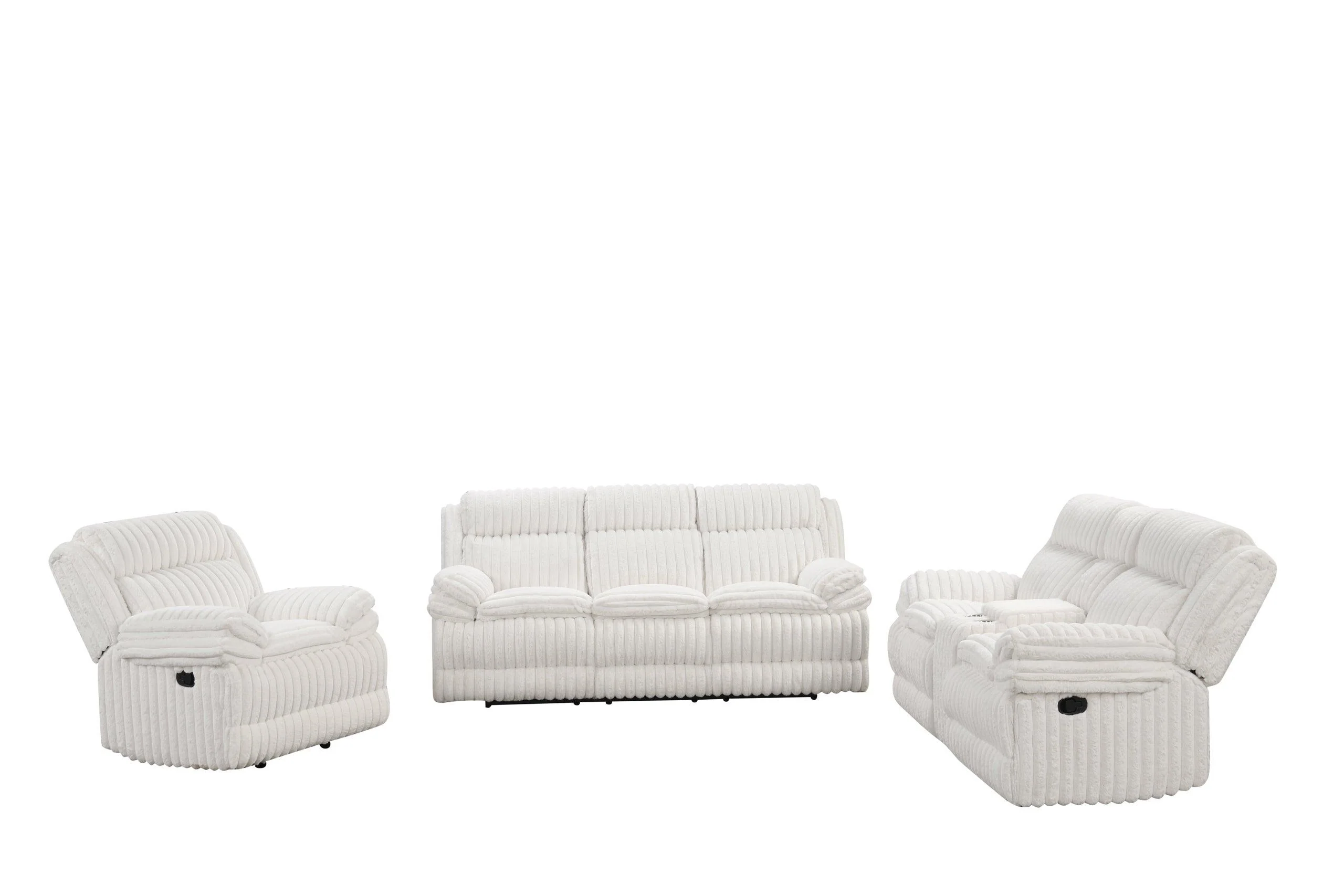 Heaven White 3-Piece Reclining Set - Image 2