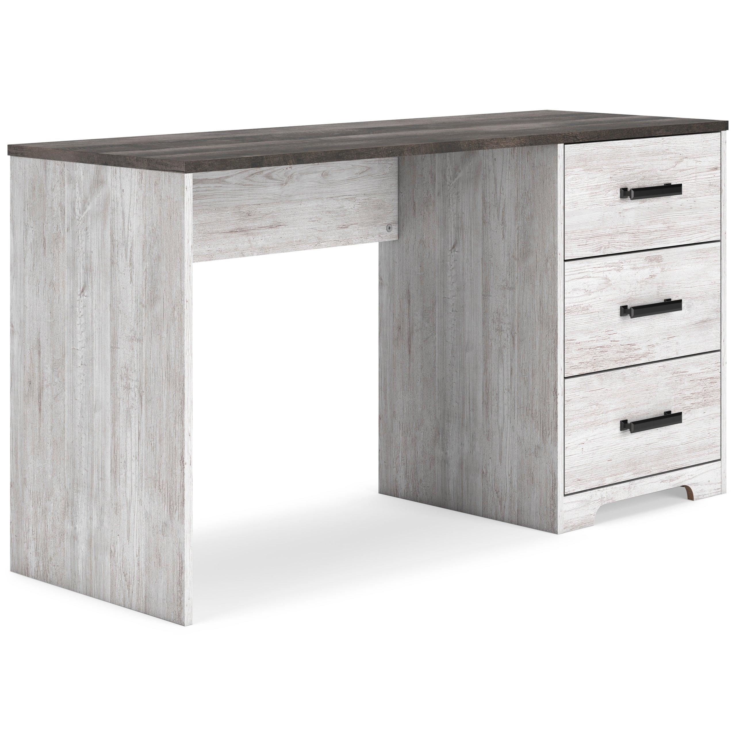 Shawburn White Dark Charcoal Gray Office Desk - Image 2