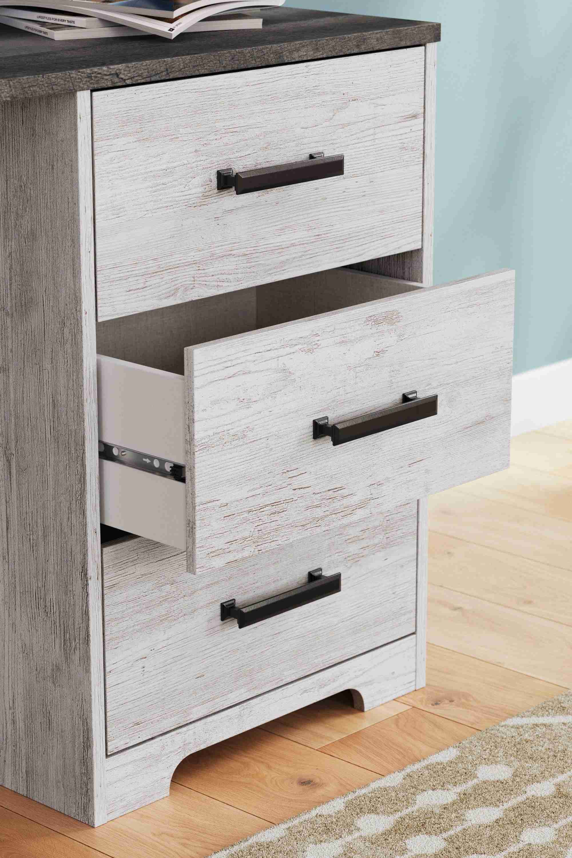 Shawburn White Dark Charcoal Gray Office Desk - Image 3