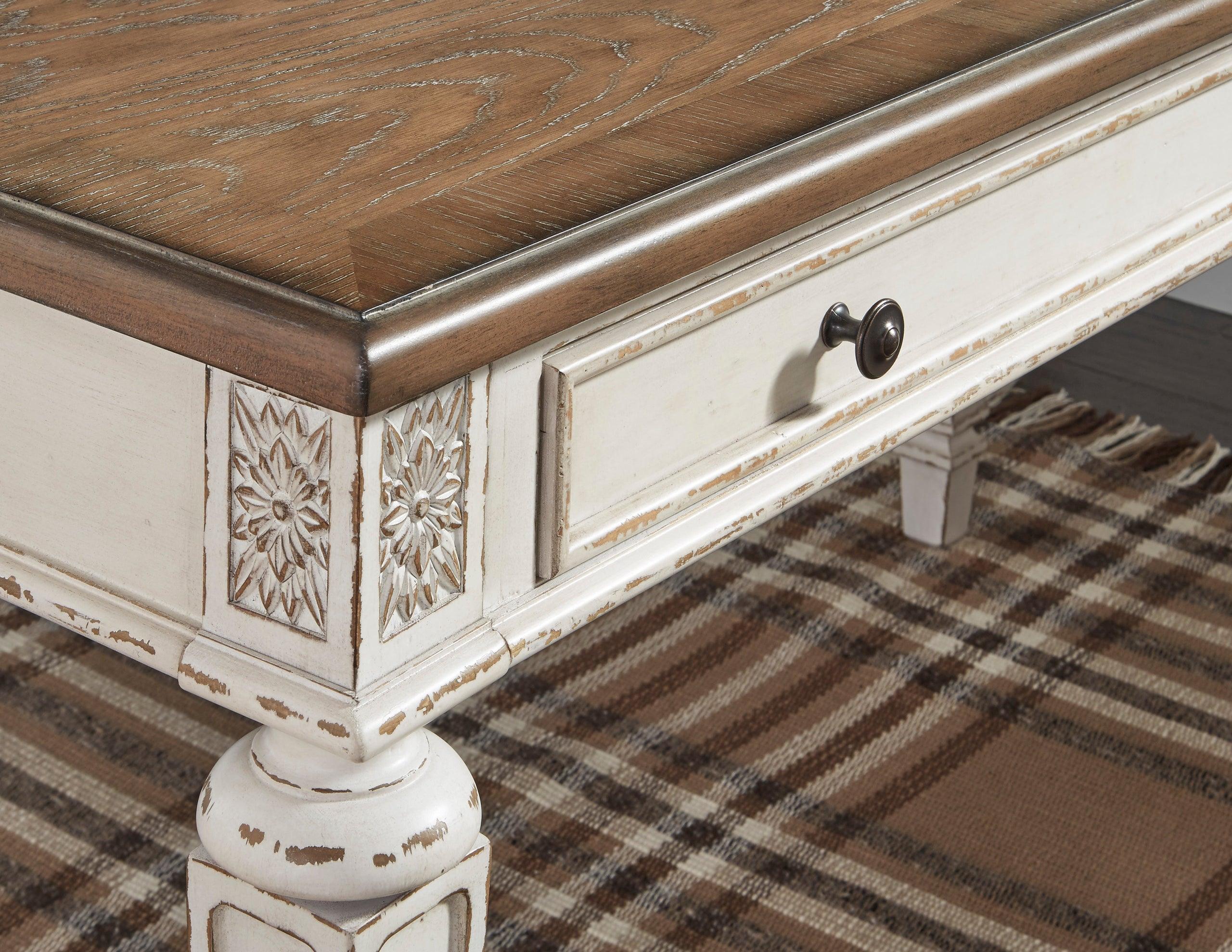 Realyn White Brown Office Desk w USB/AC POWER - Image 3