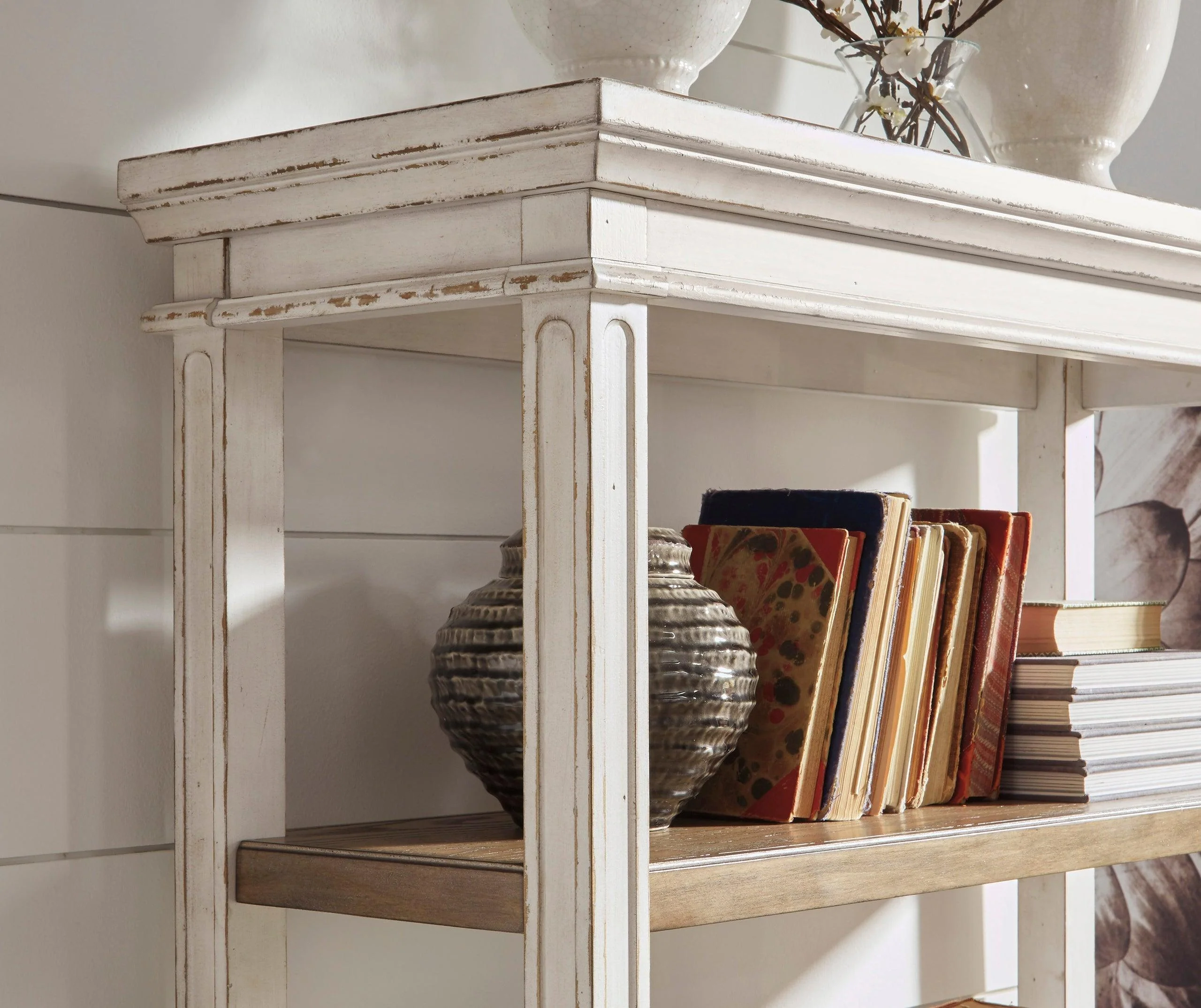 Realyn White Brown Bookcase - Image 3