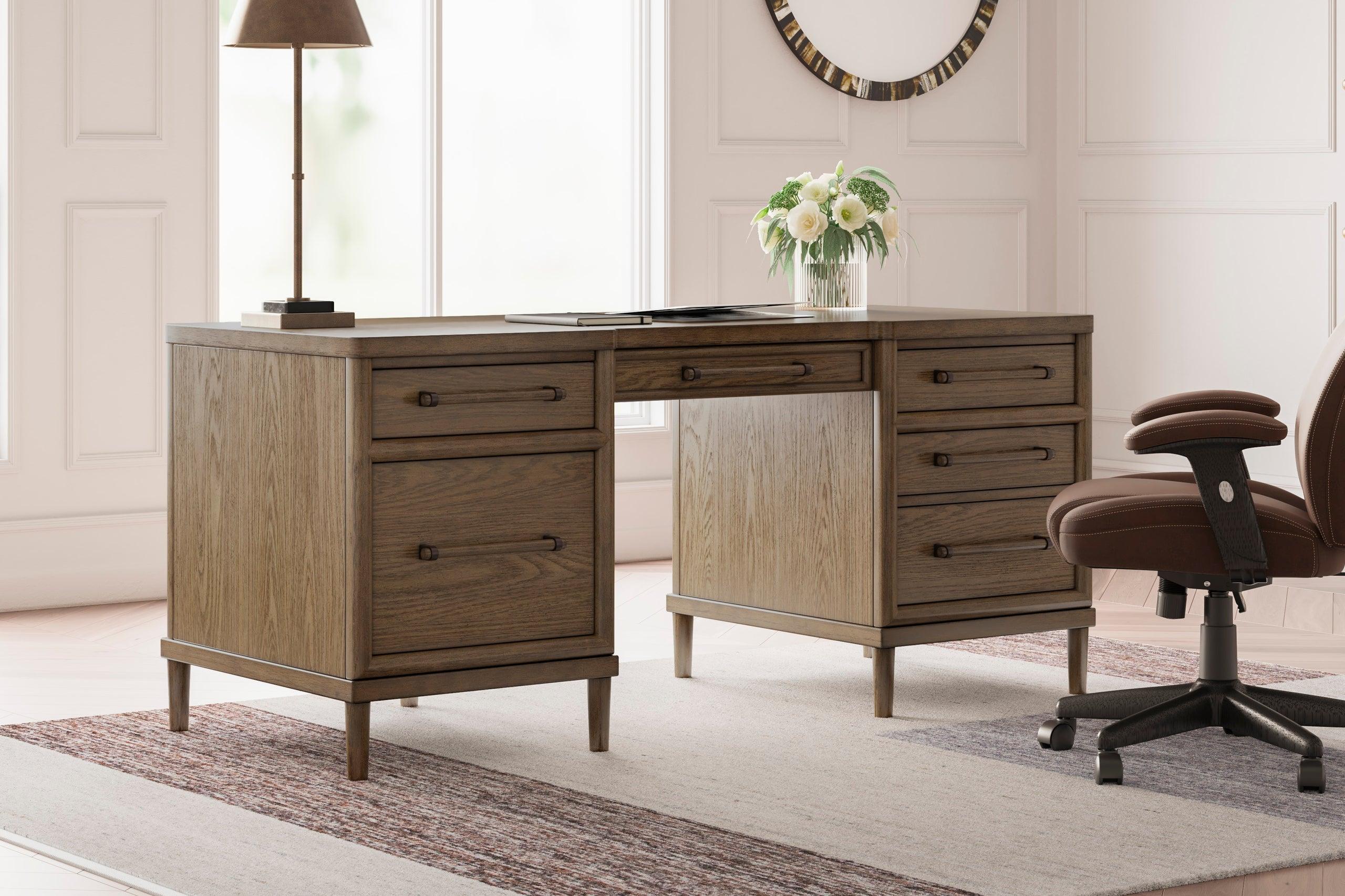 Roanhowe Brown Office Desk w USB-A/USB-C PORTS - Image 2