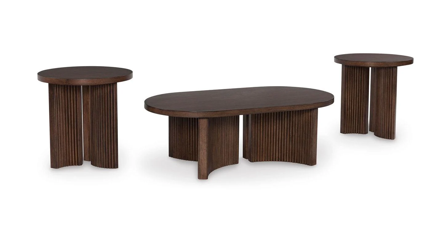 Korestone Dark Brown Occasional Table Set - Image 2