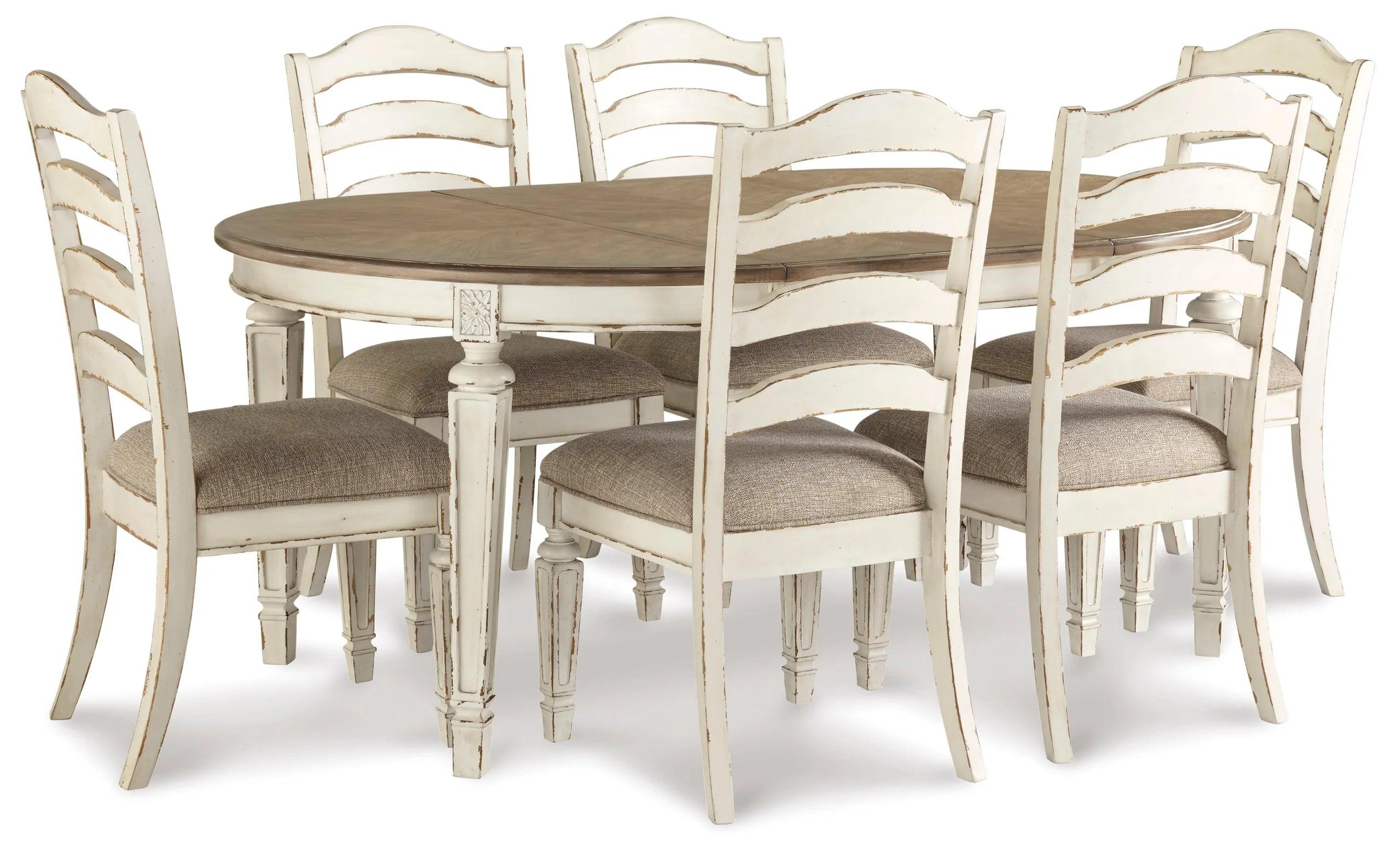 Realyn Chipped White 7-Piece Oval Dining Room Set - Image 2