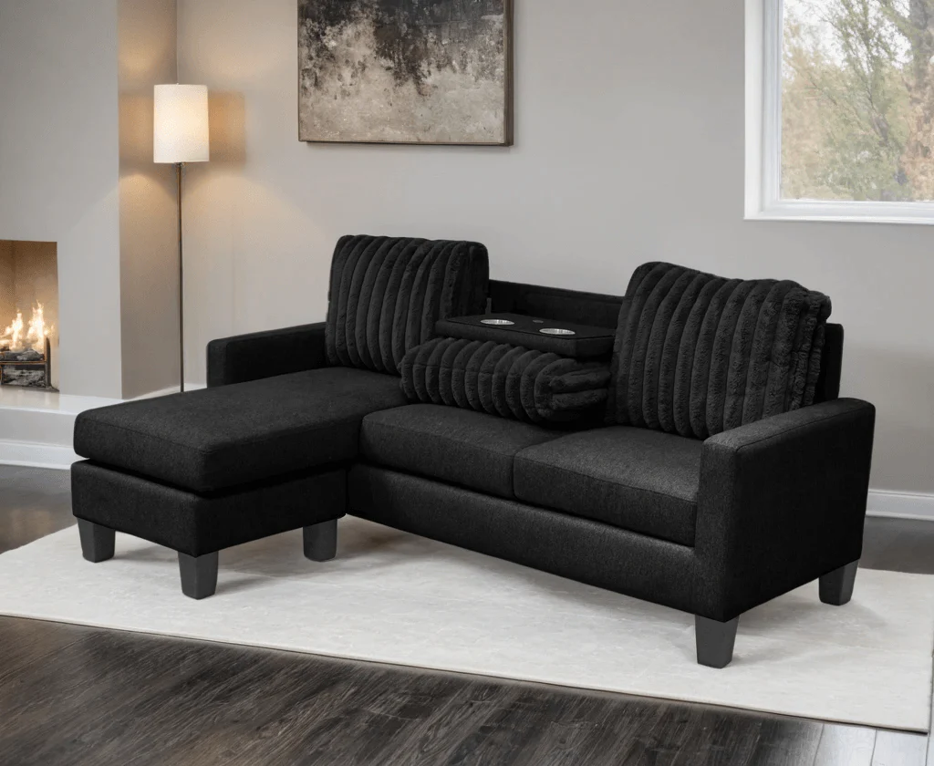 Neymar Black Reversible Sectional - Image 1