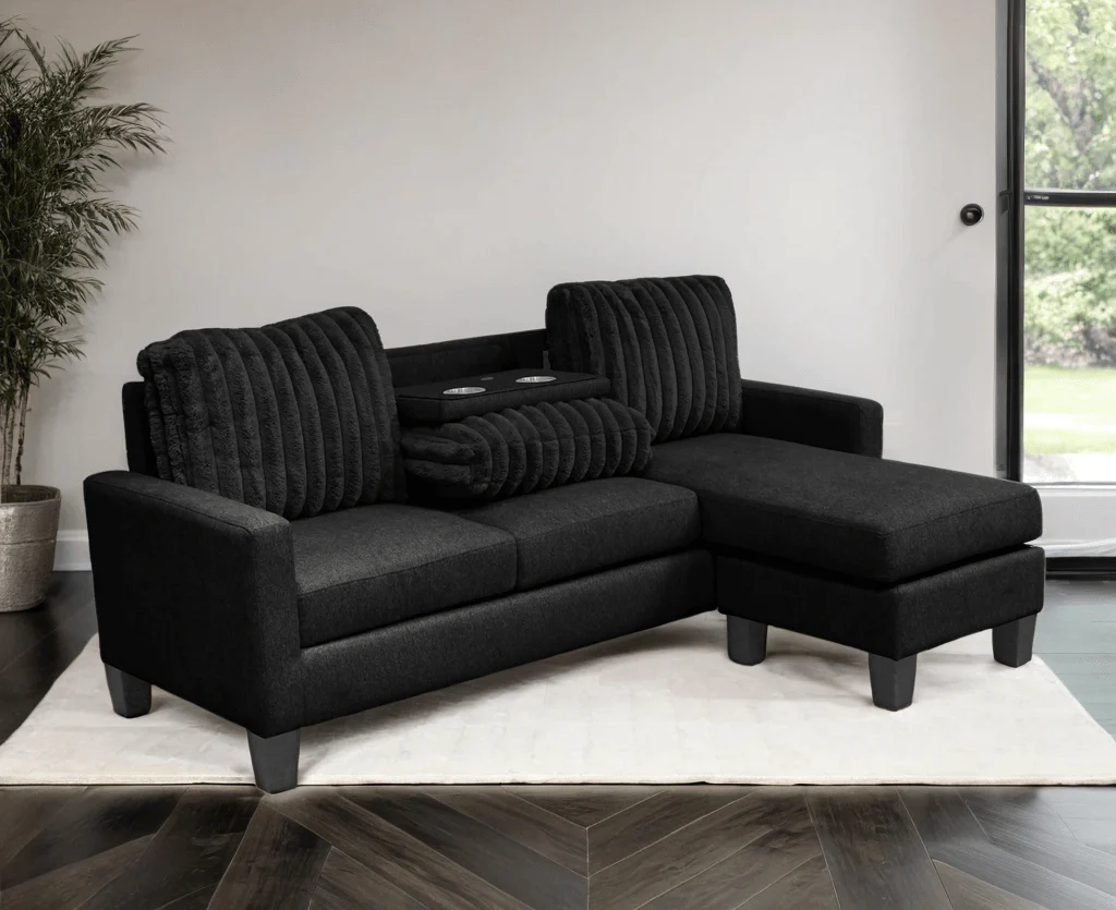 Neymar Black Reversible Sectional - Image 2
