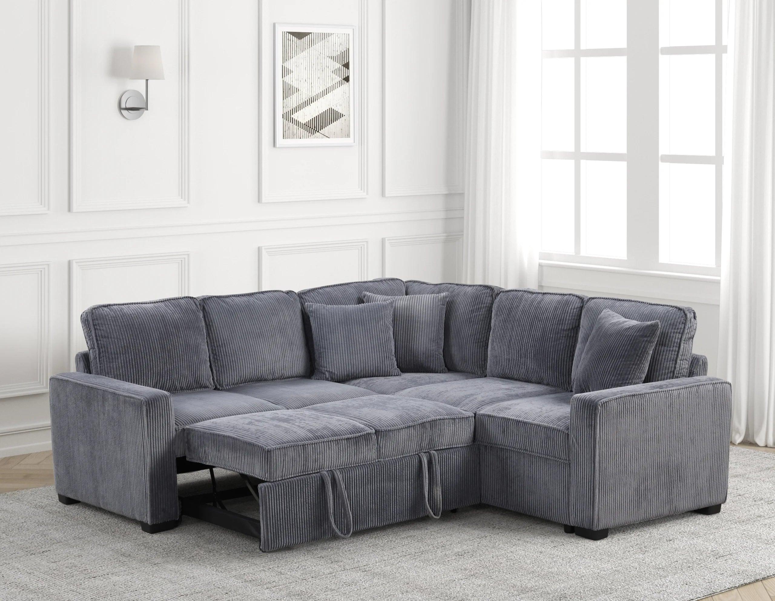 Ariel Charcoal Sectional w Pull-Out Bed - Image 3