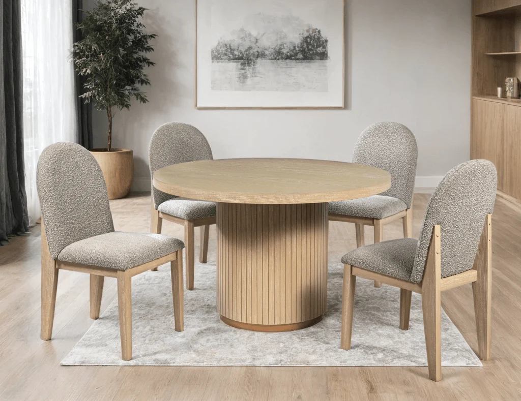 Dina Light Brown Round Dining Room Set - Image 1