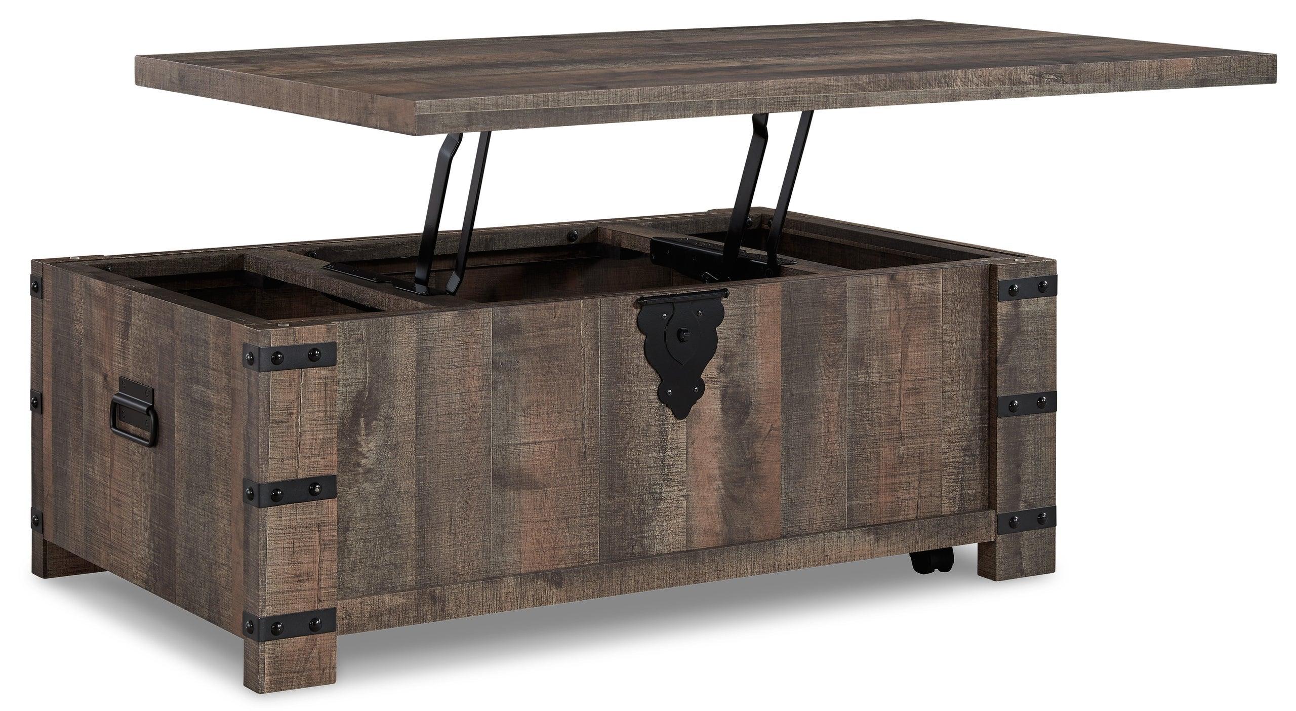 Hollum Rustic Brown Lift Top Cocktail Table - Image 2