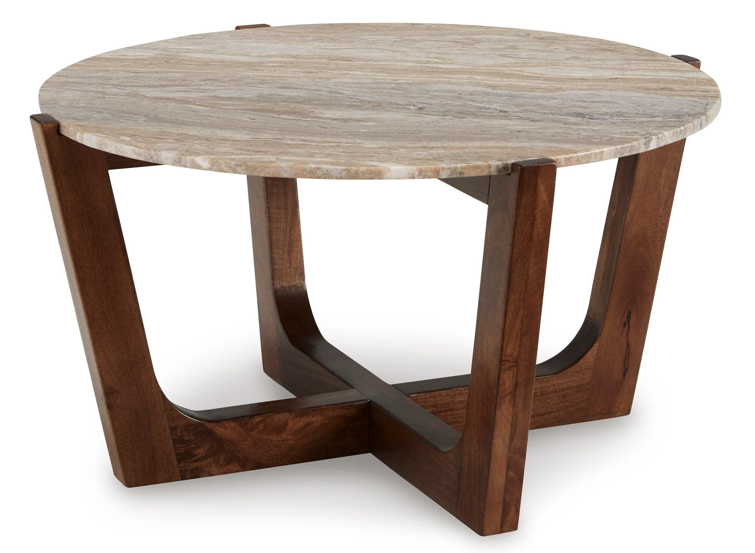 Tanidore Warm Brown Cocktail Table Marble Top - Image 2