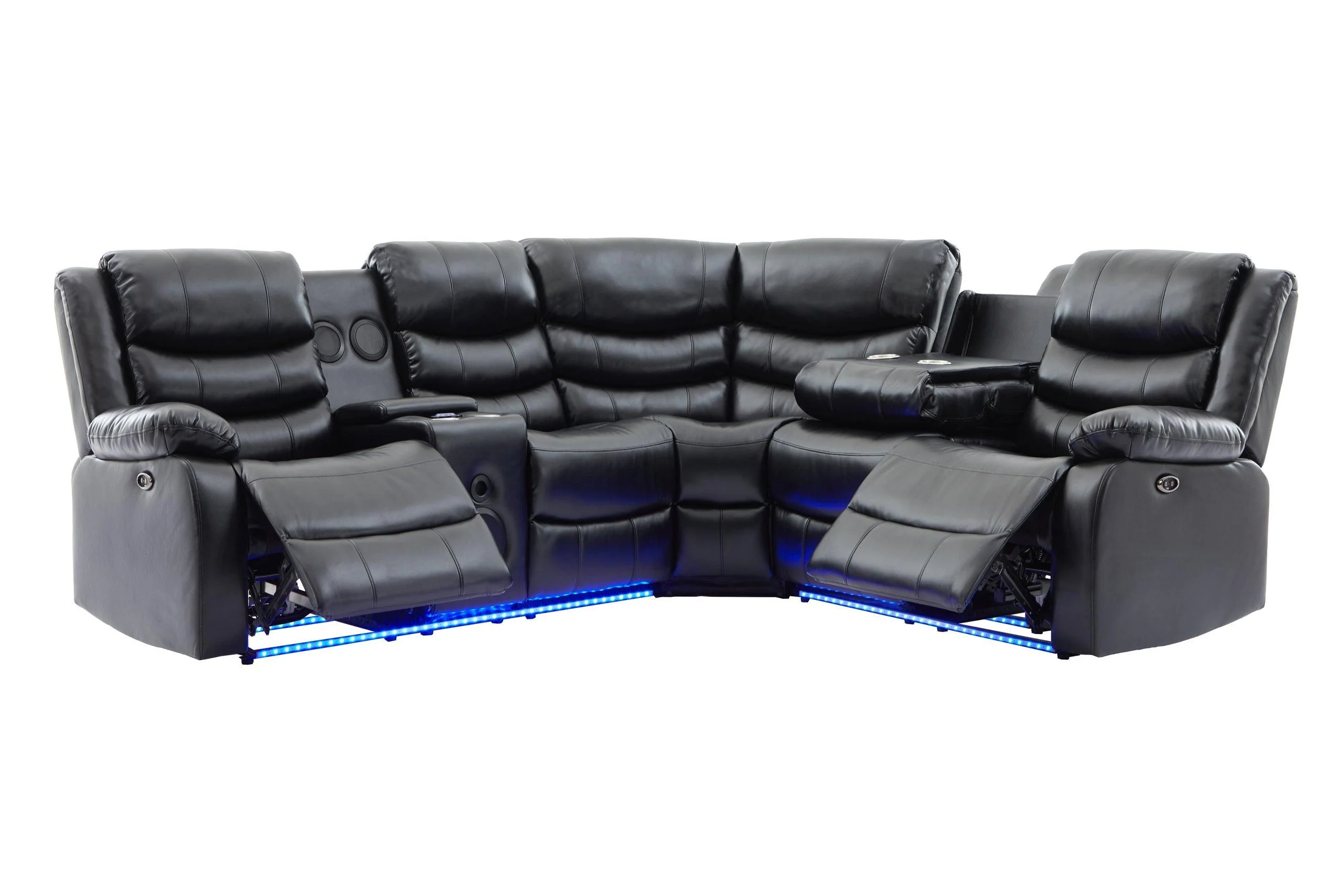 Texan Power Reclining Sectional w Bluetooth Speakers - Image 2
