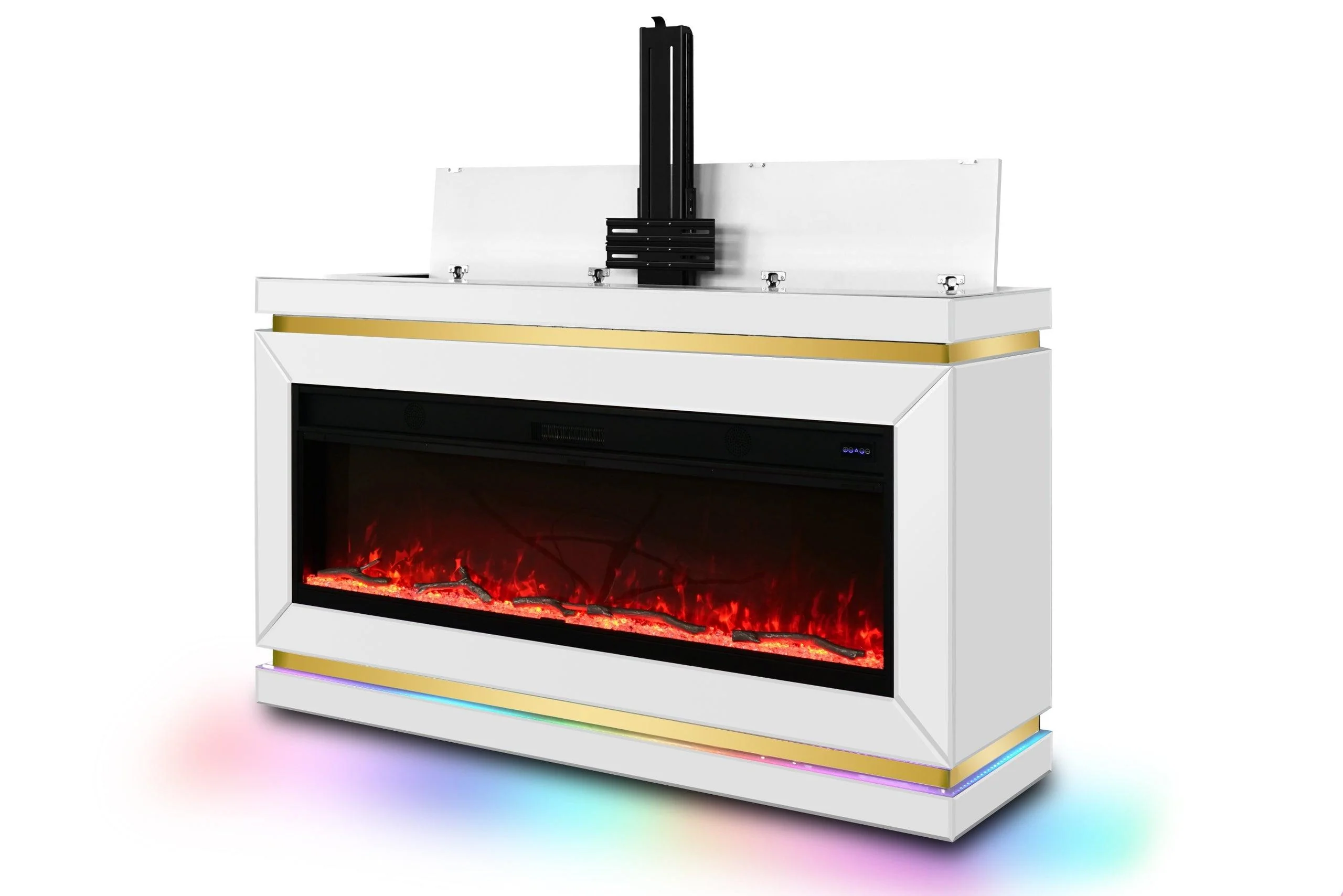 Anith White TV Stand w Fireplace - Image 2
