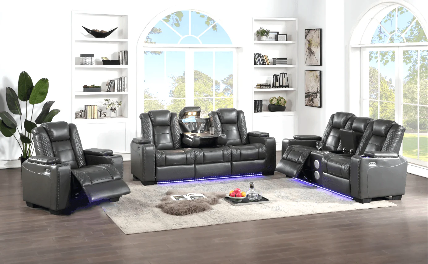 Stefano Gray 3-Piece Reclining Set - Image 1
