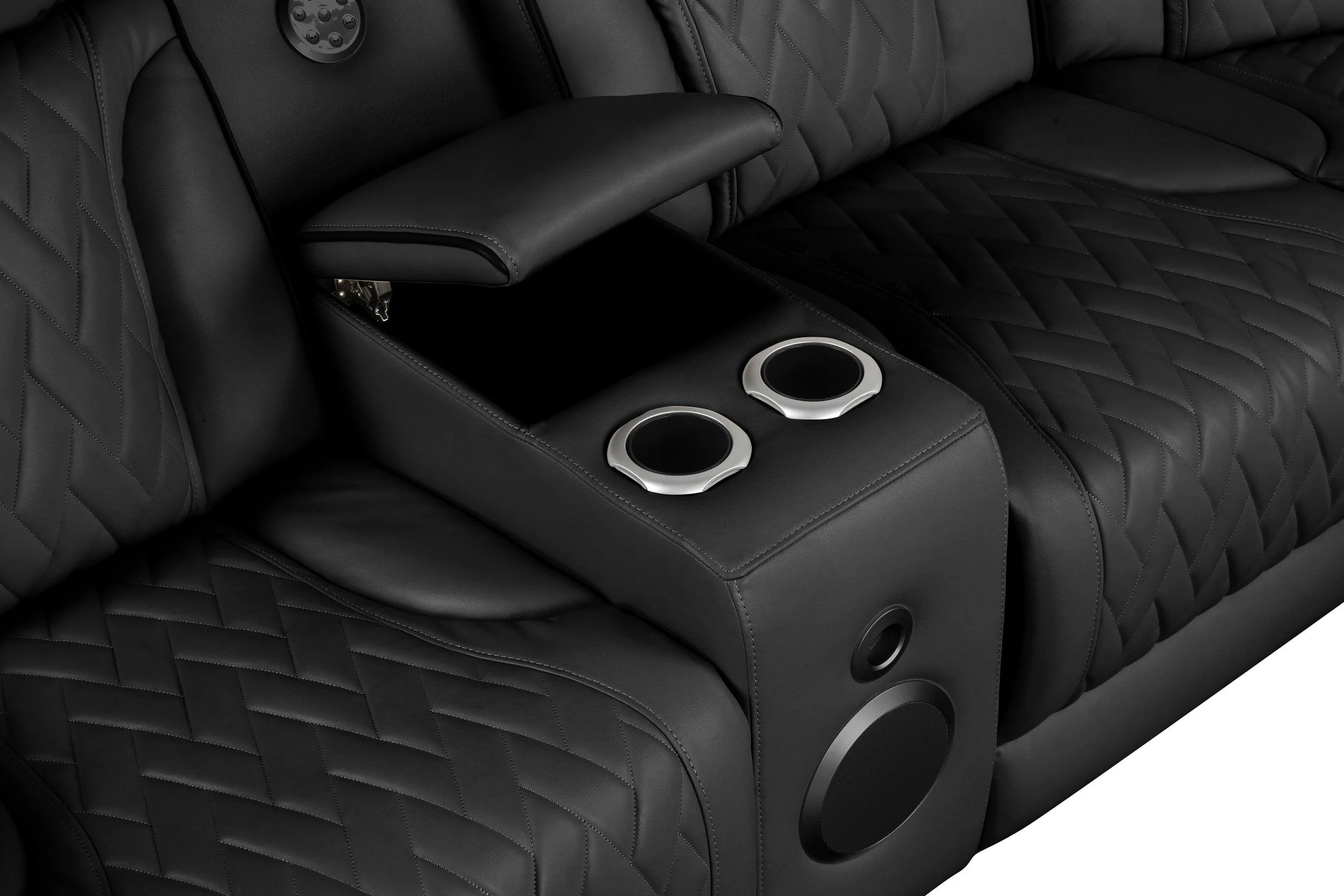 Spain Black Power Reclining Sectional Power Headrests - Image 3