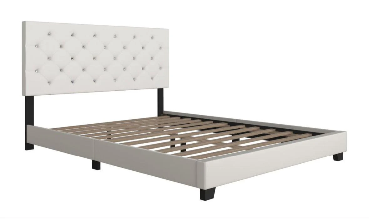 Sara White Upholstered Tufted Platform Twin Bed - Image 2