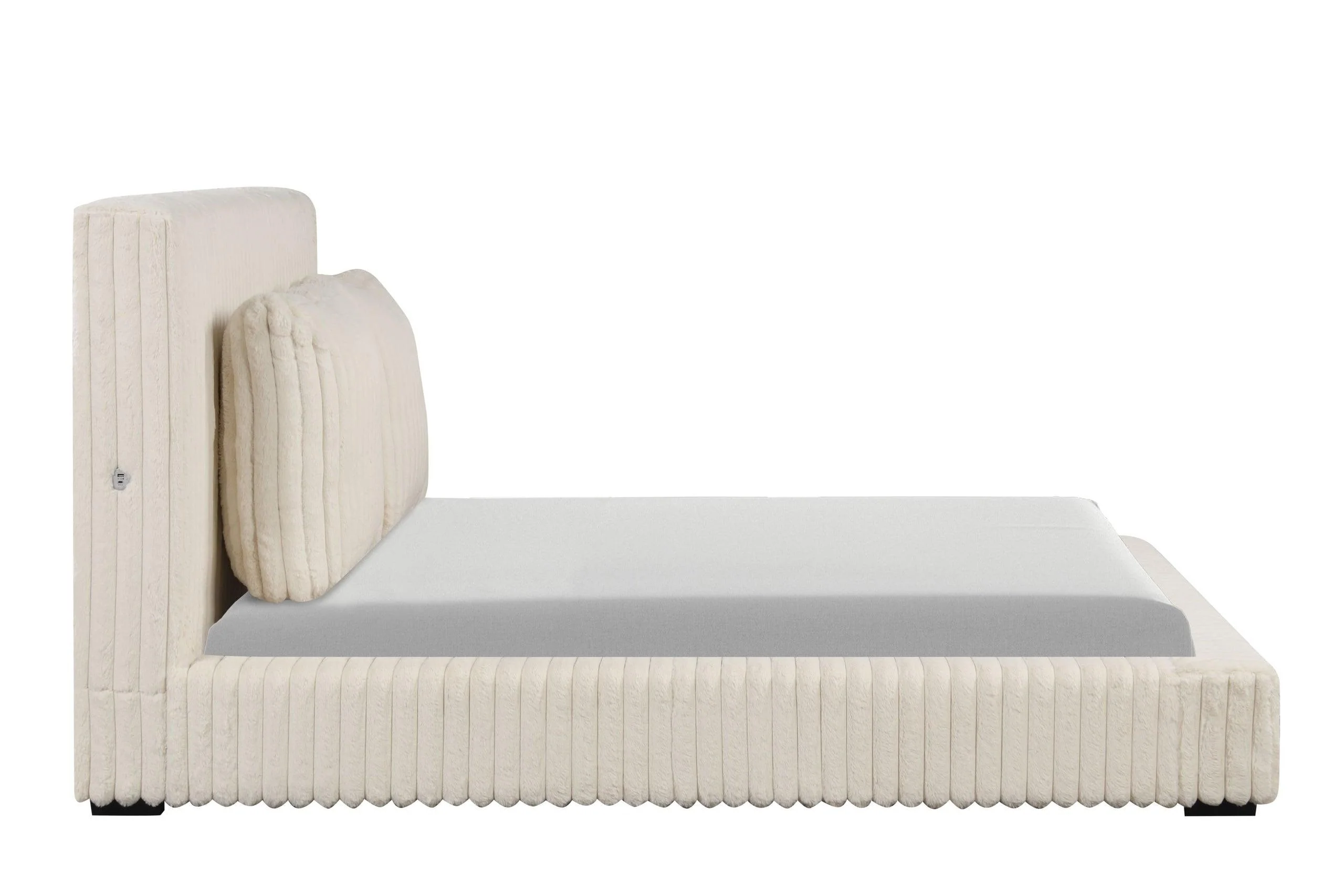 Lauren Beige Upholstered Platform King Bed - Image 2