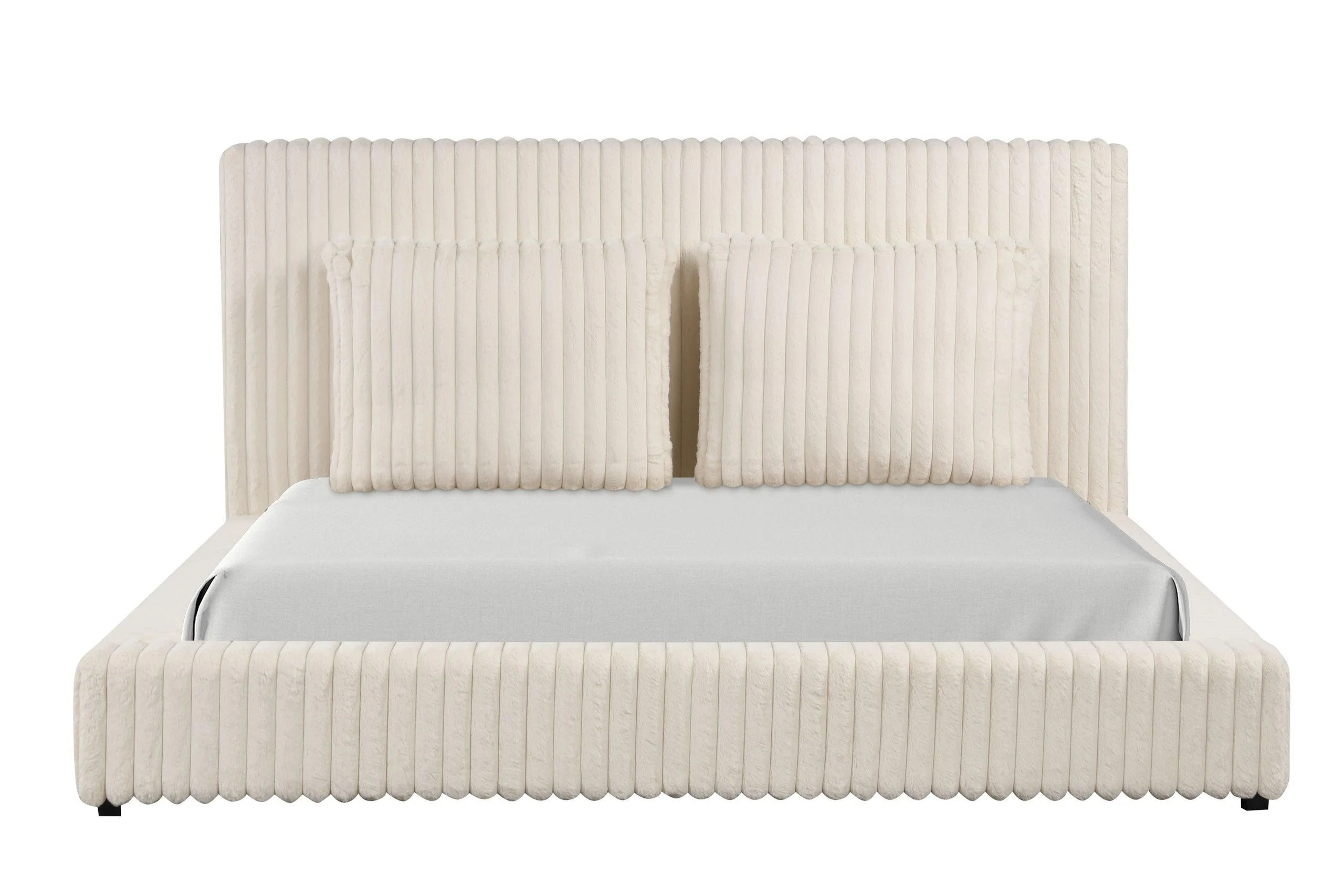 Lauren Beige Upholstered Platform King Bed - Image 3