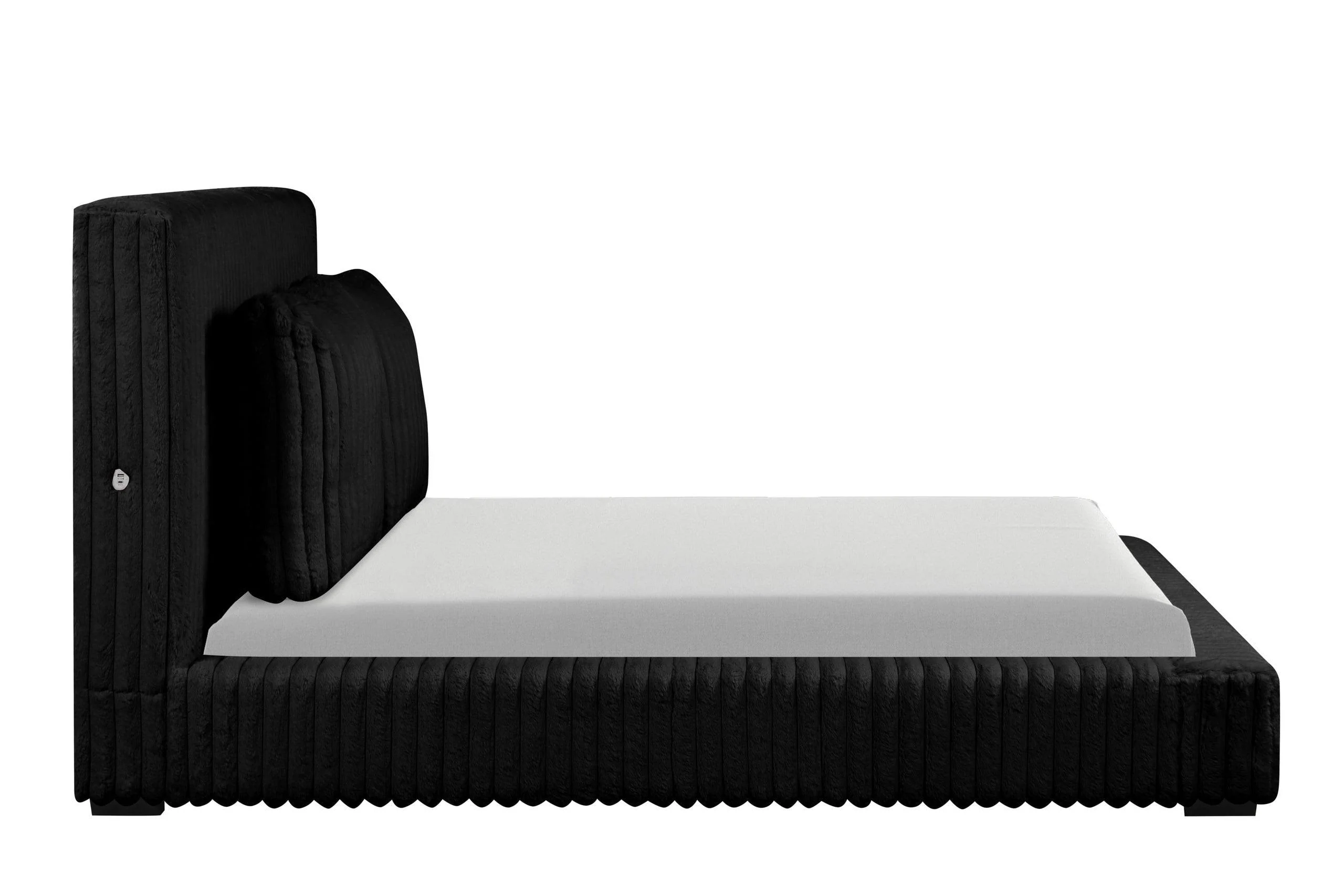 Lauren Black Upholstered Platform King Bed - Image 3
