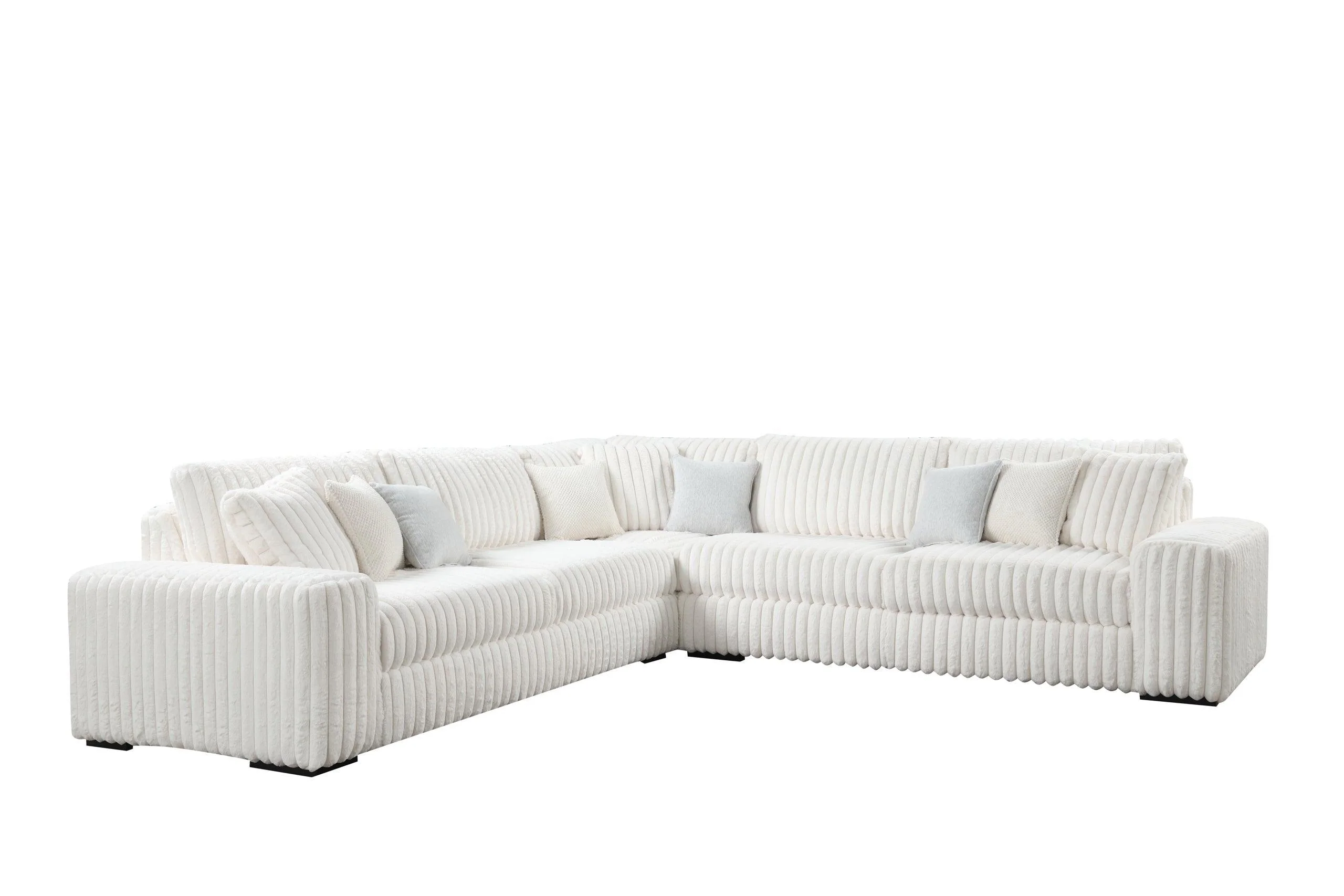 Marshmallow Beige Oversize Corduroy Fabric Sectional - Image 2