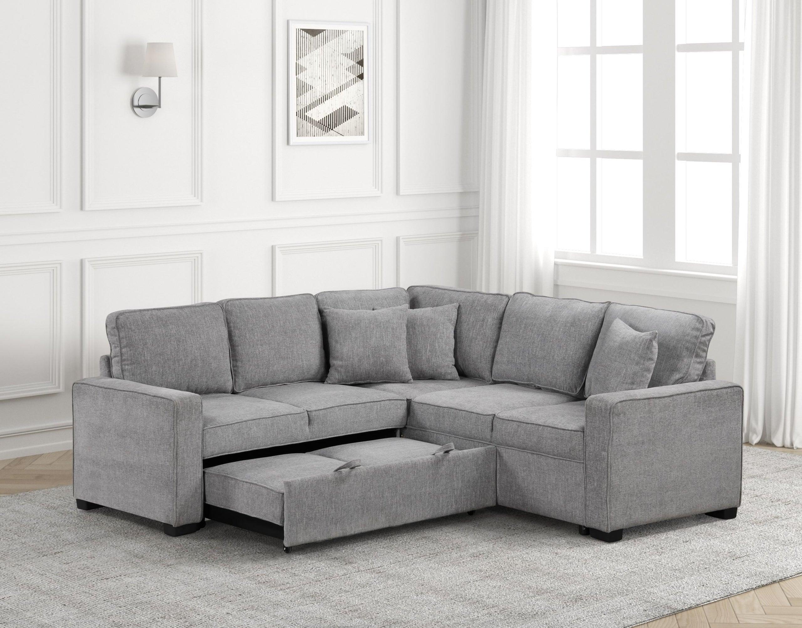 Ariel Gray Sectional w Pull-Out Bed - Image 2