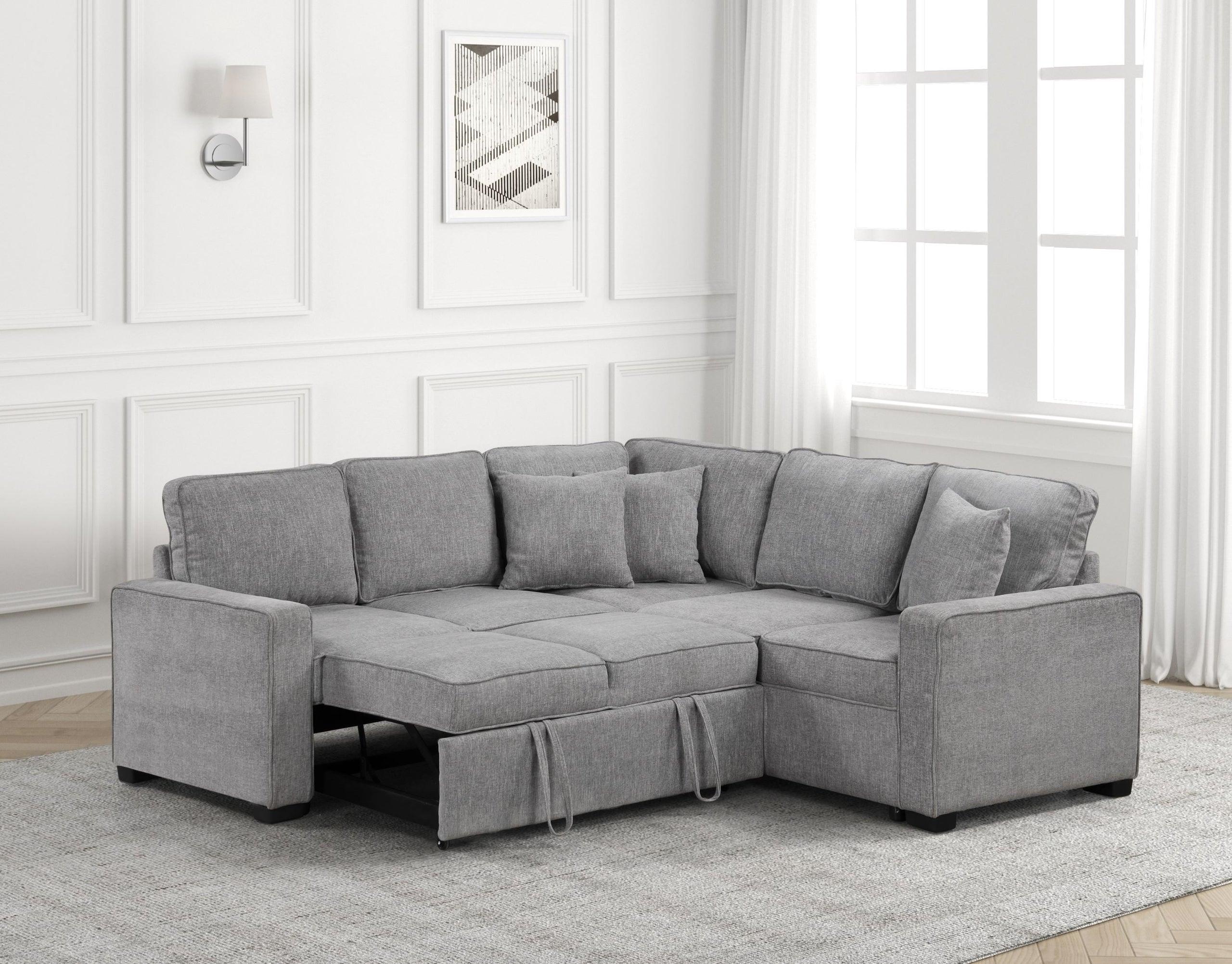 Ariel Gray Sectional w Pull-Out Bed - Image 3