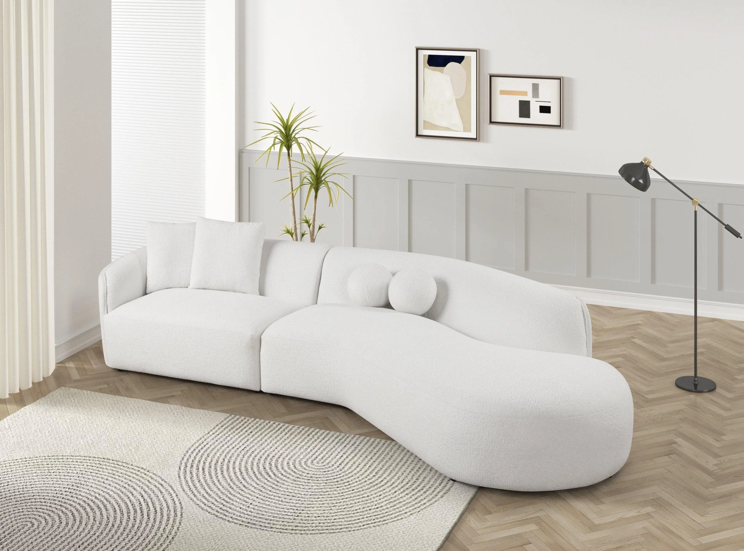 Mia Beige Boucle Sectional - Image 2