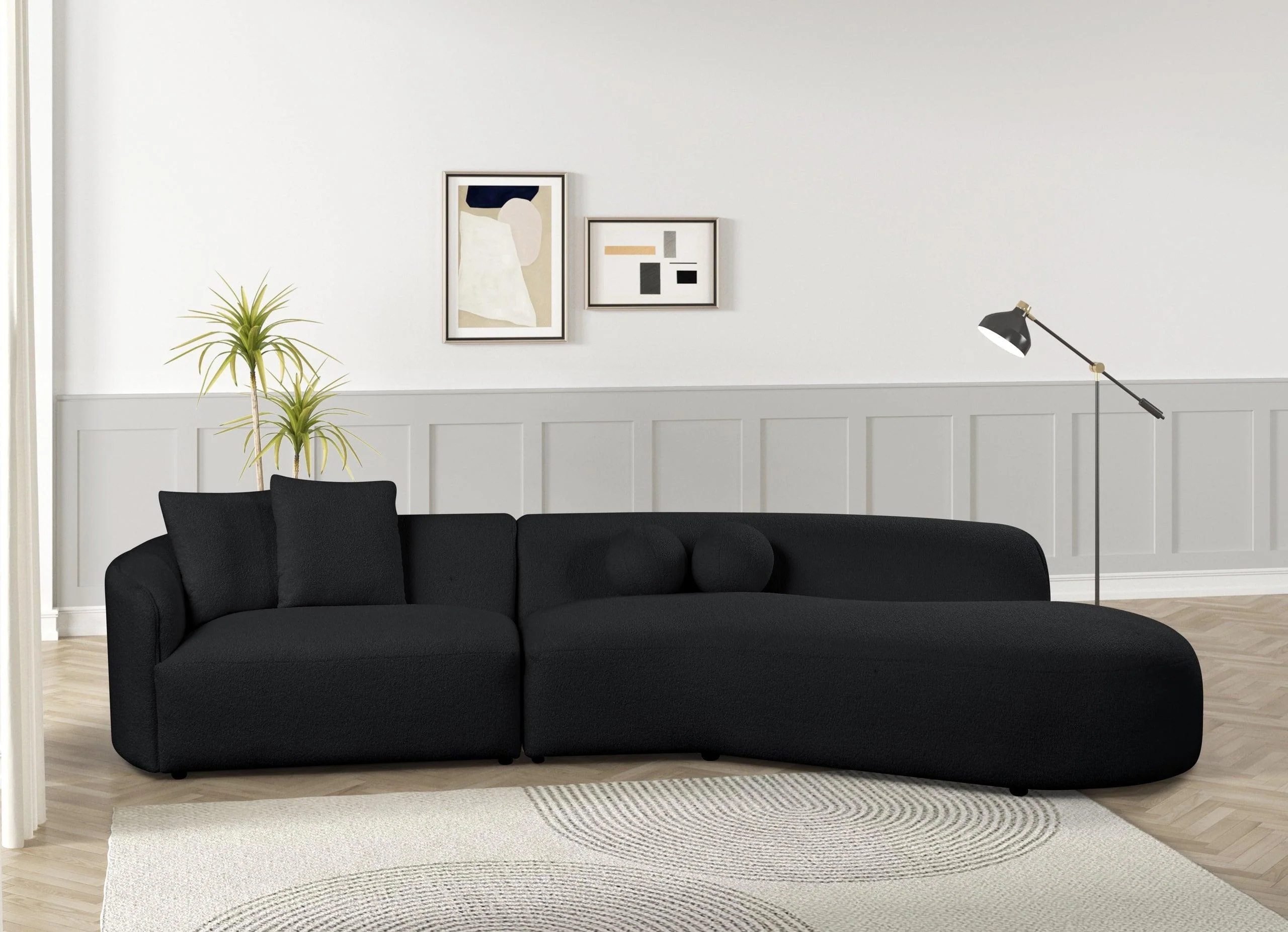 Mia Black Boucle Sectional - Image 2